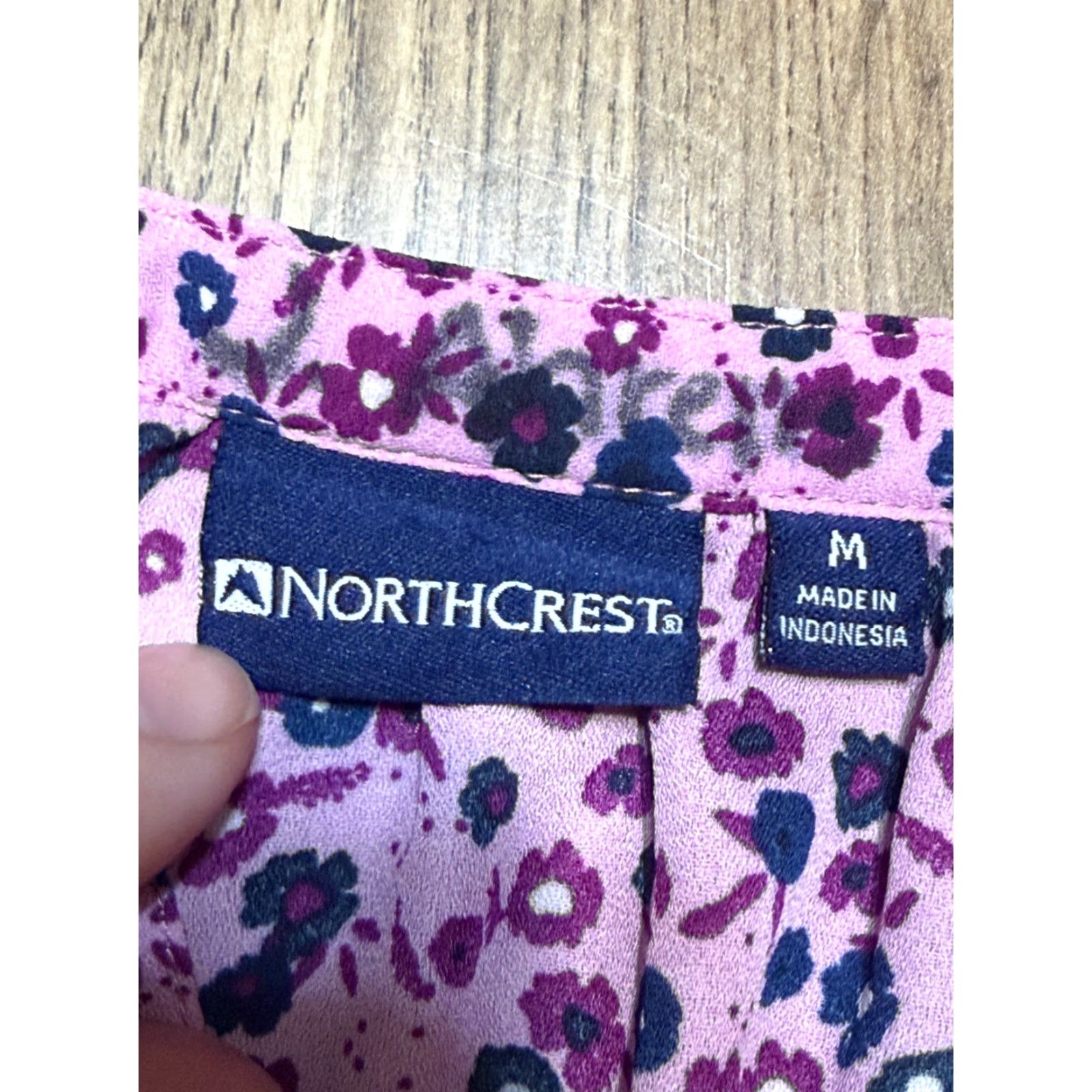 Vintage NorthCrest Blouse Women Medium Purple Blue Floral Long Sleeve V-neck Casual Womens Size M / US 6-8 / IT 42-44 - 6 Thumbnail