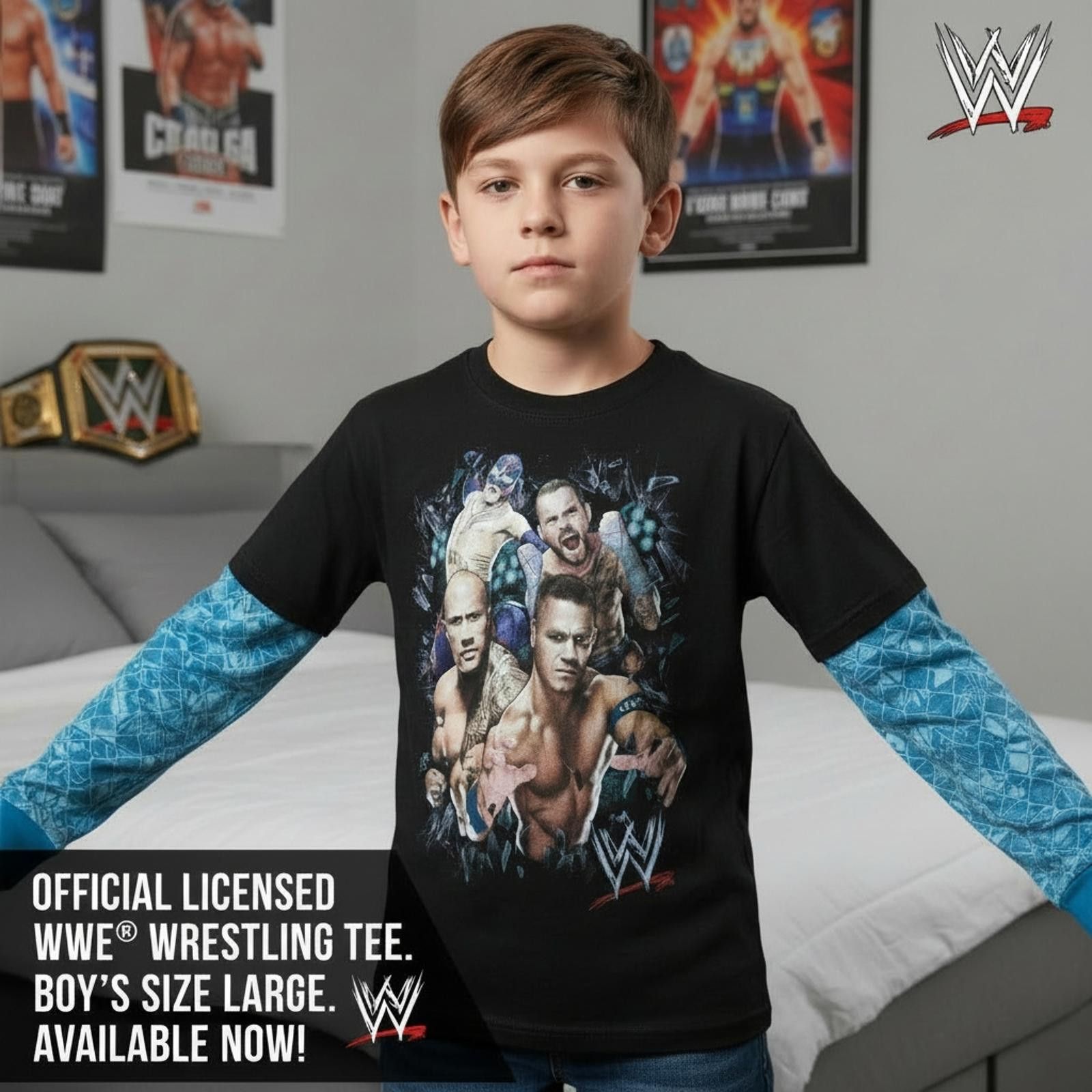 WWE Official Licensed WWE Wrestling Boys Long Sleeve Tee Size L Size US L / EU 52-54 / 3 - 1 Thumbnail
