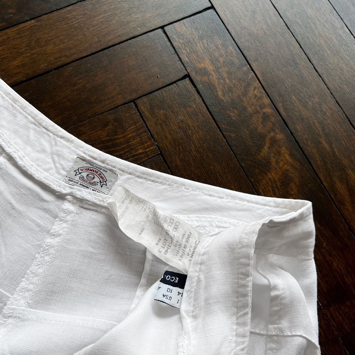 Armani × Vintage Armani Jeans Womens Vintage 90s White Viscose Linen Pants Size 27" / US 4 / IT 40 - 9 Thumbnail