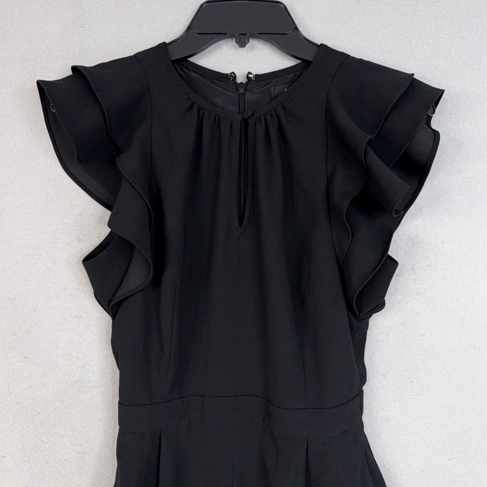 J.Crew J.CREW Jumpsuit Womens 0 Black Ruffle Wide Leg Crop Dressy Work Office Shirt? Size XS / US 0-2 / IT 36-38 - 2 Thumbnail