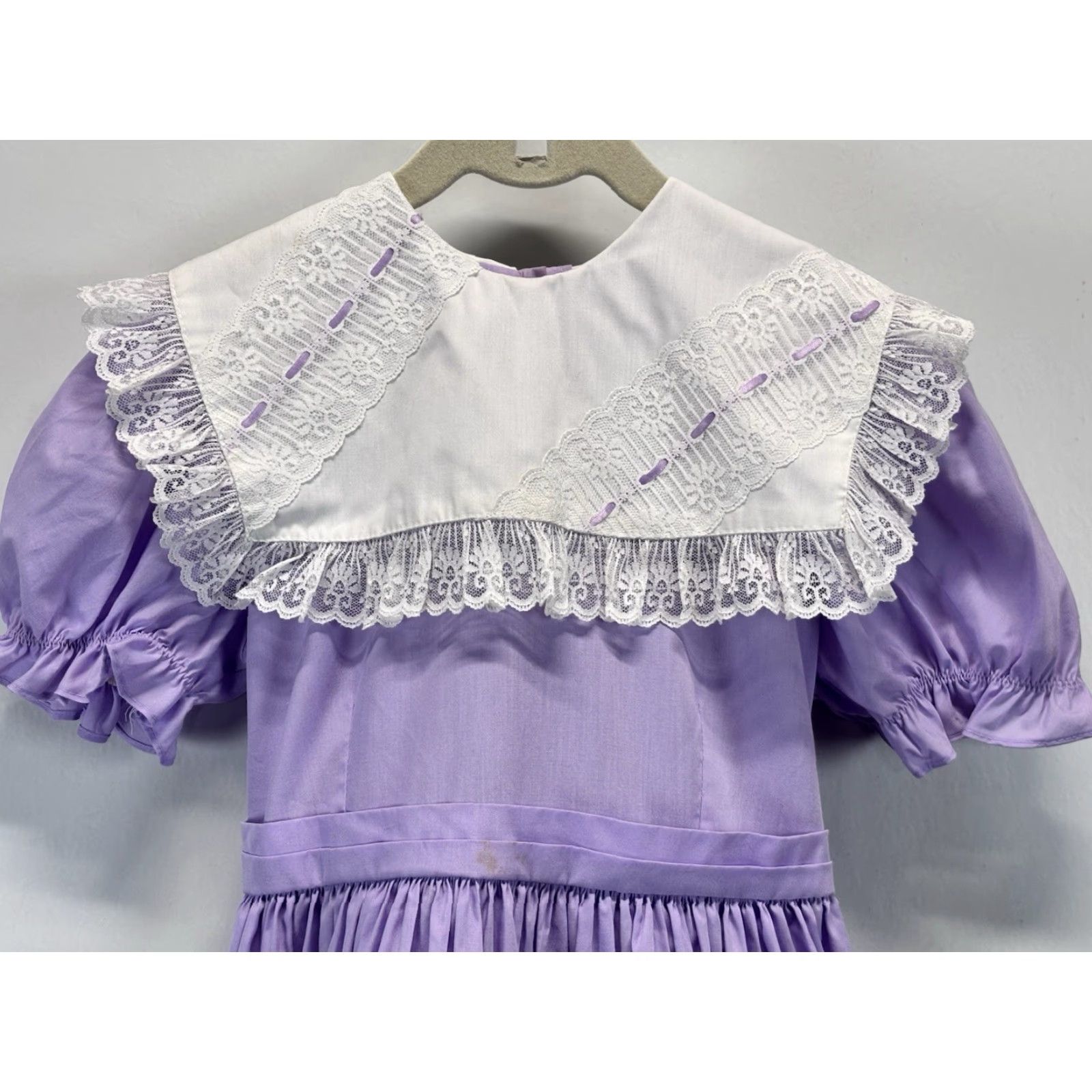 Vintage VINTAGE LILO Of California Dress Girls Size 8 White Purple Circle 1980s Pageant Size ONE SIZE - 2 Thumbnail