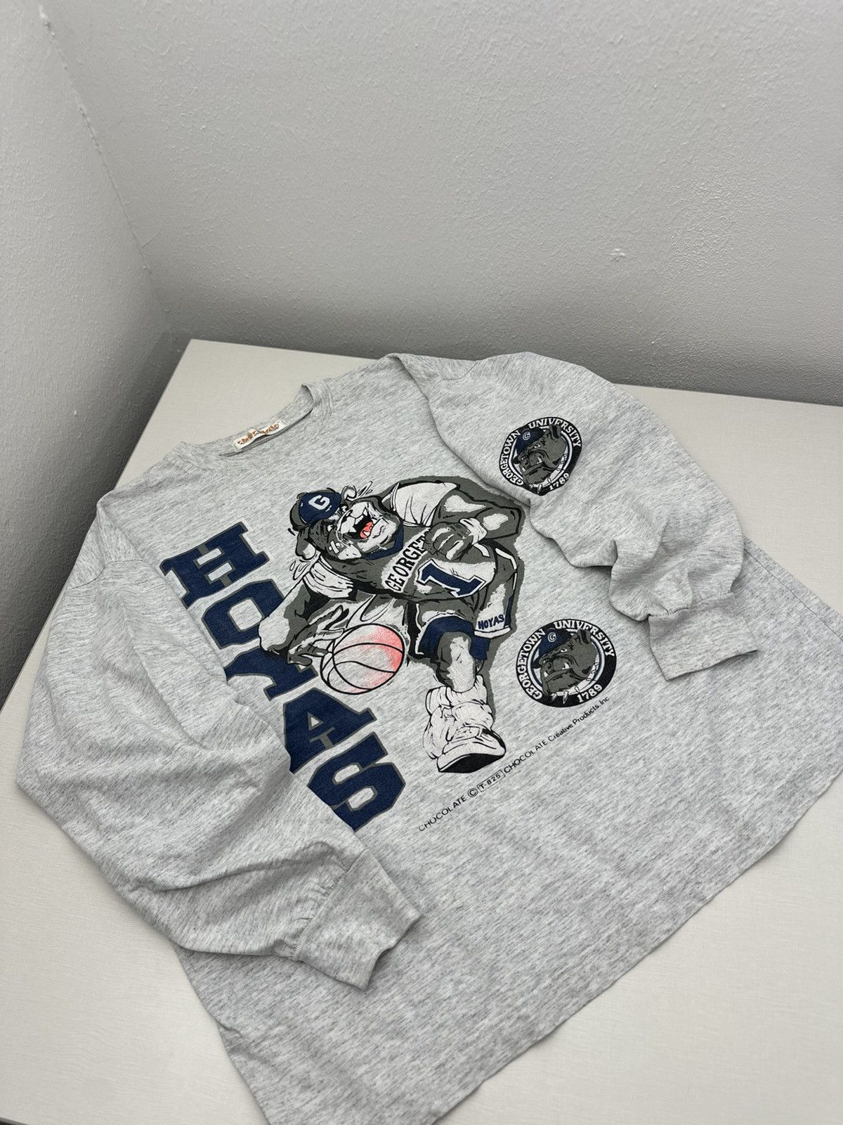 Chocolate Vintage 90s Georgetown Hoyas Crewneck L/S Tshirt Chocolate Size US M / EU 48-50 / 2 - 2 Thumbnail