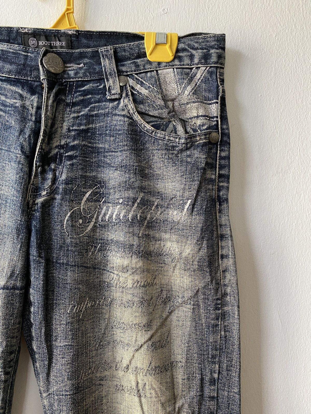 Japanese Brand Japanese Brand Root Three Skulls Design Distressed Denim Size US 32 / EU 48 - 7 Thumbnail