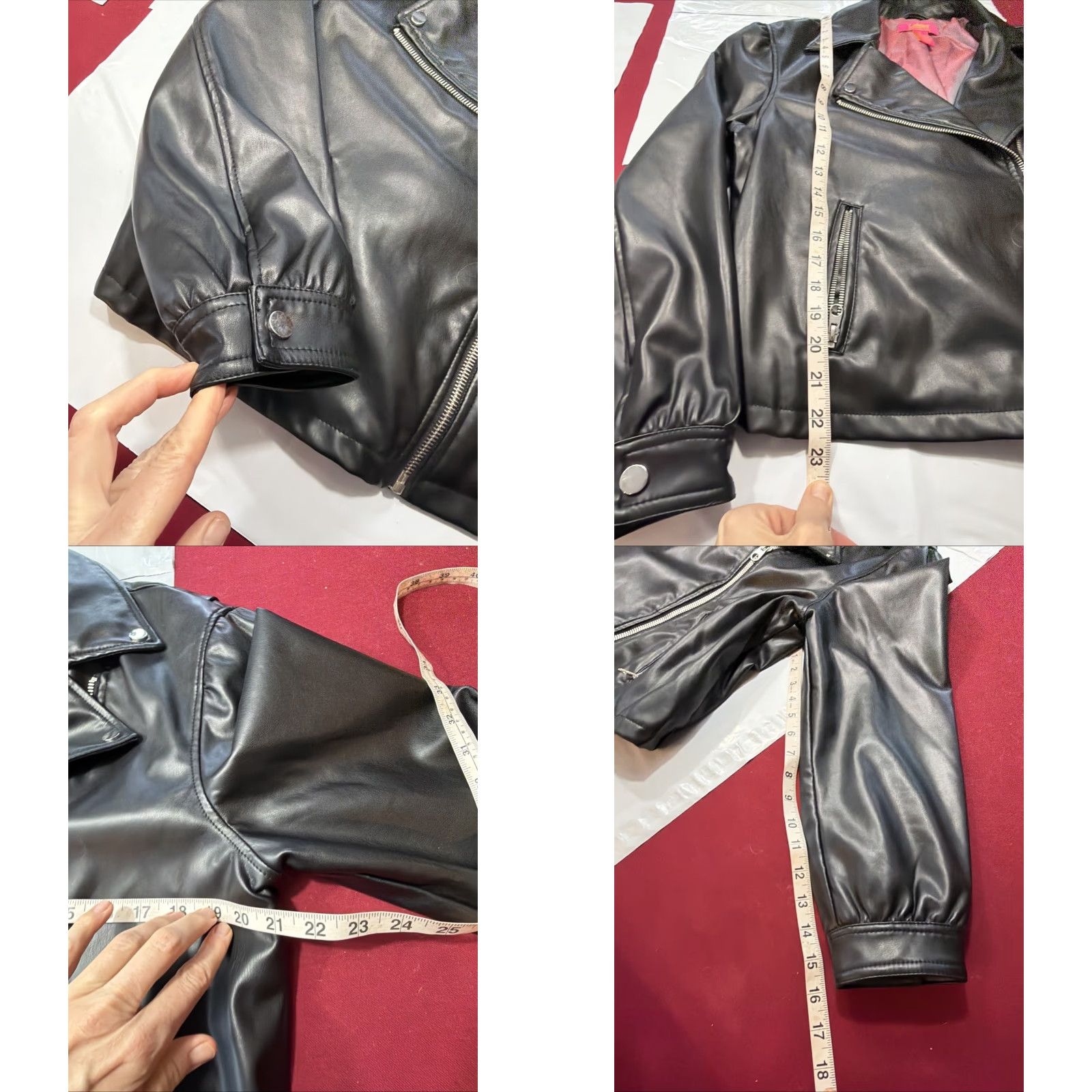 Vintage Catherine Malandrino Black Moto Zip Biker Jacket Women L Pink Lining Zip Pockets Jacket Size L / US 10 / IT 46 - 8 Thumbnail
