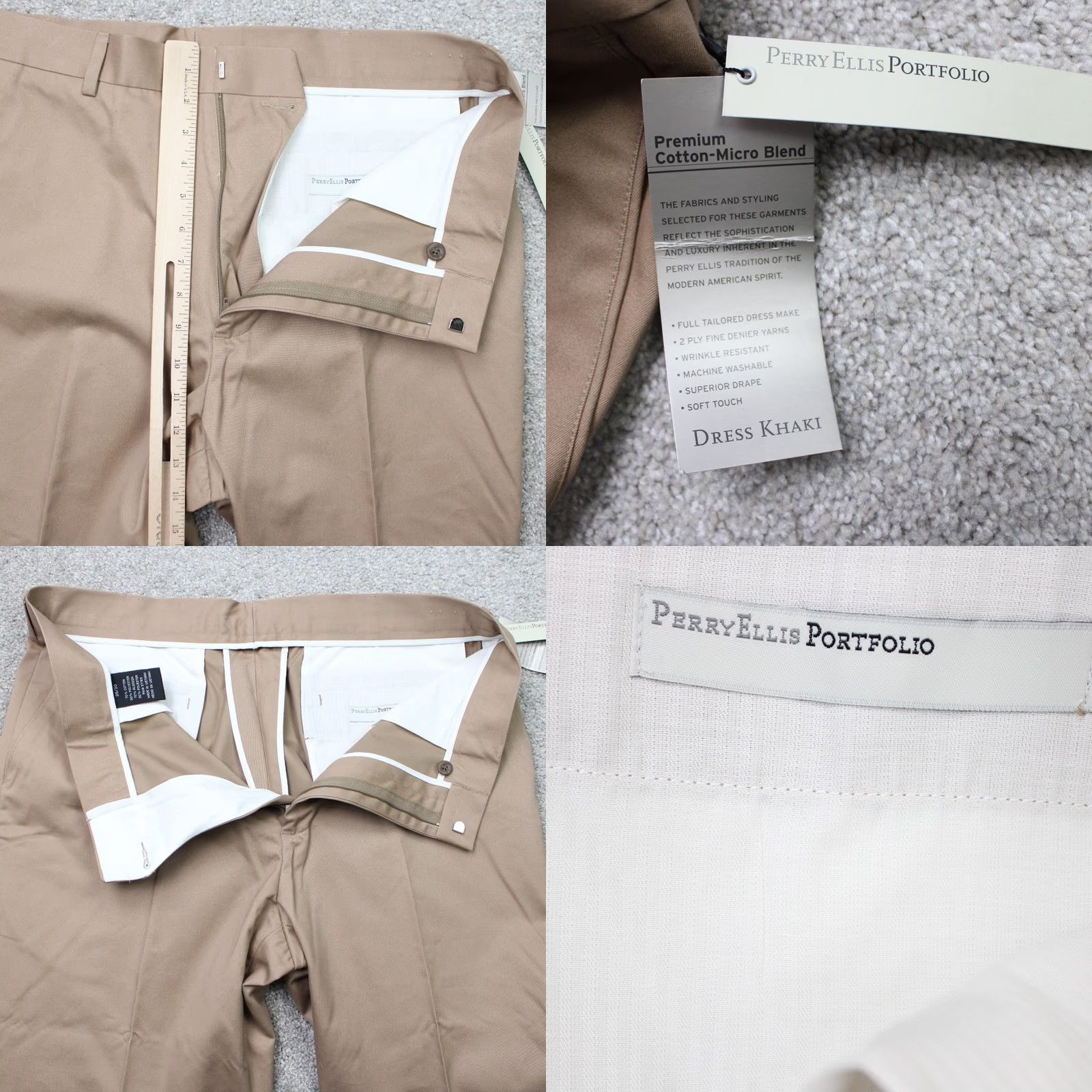 Perry Ellis Perry Ellis Portfolio Pants Men 36x30 Beige Chino Straight Regular Vintage: No N/A Size US 36 / EU 52 - 8 Thumbnail