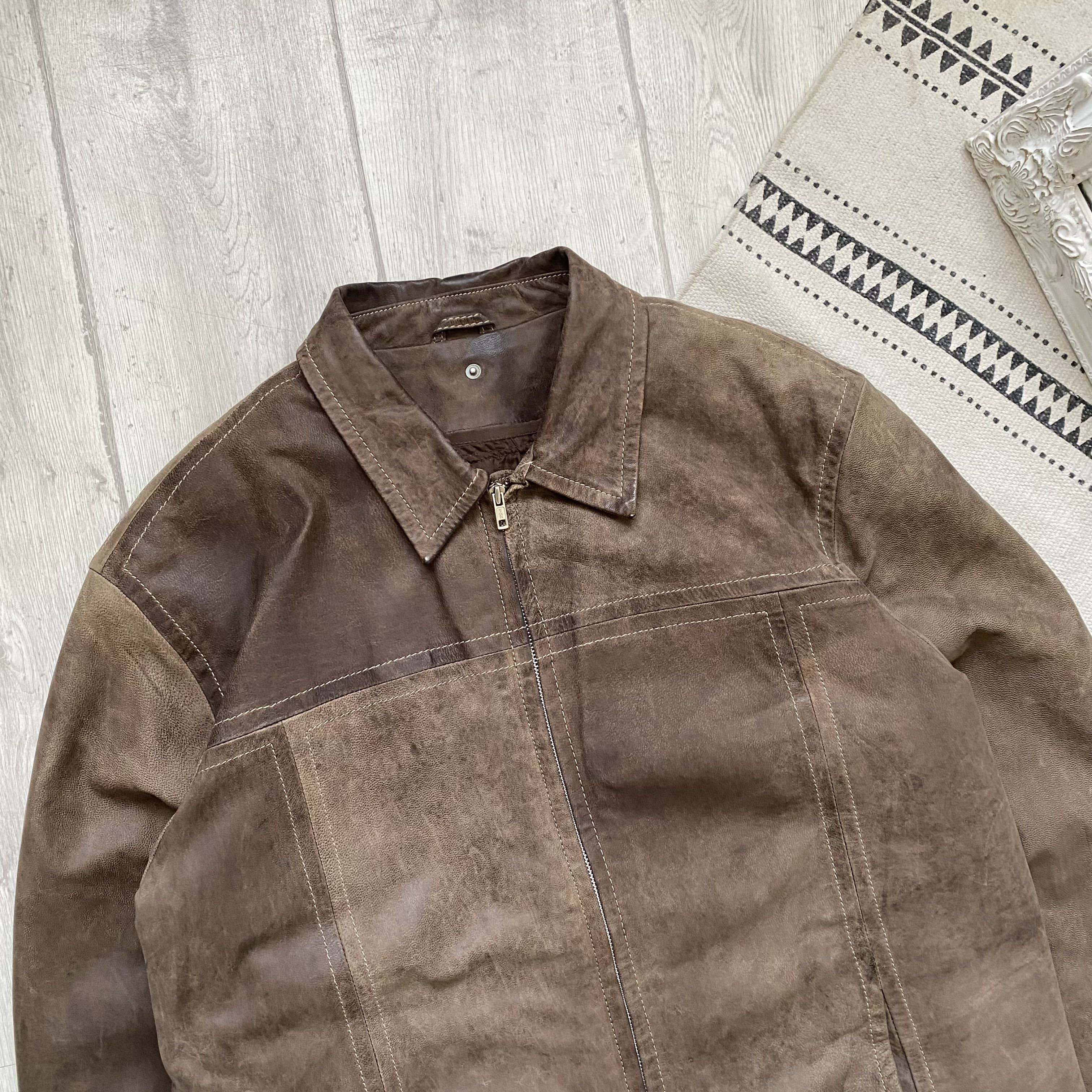 Genuine Leather Vintage Real leather jacket brown American Marlboro Style Size US XL / EU 56 / 4 - 2 Thumbnail