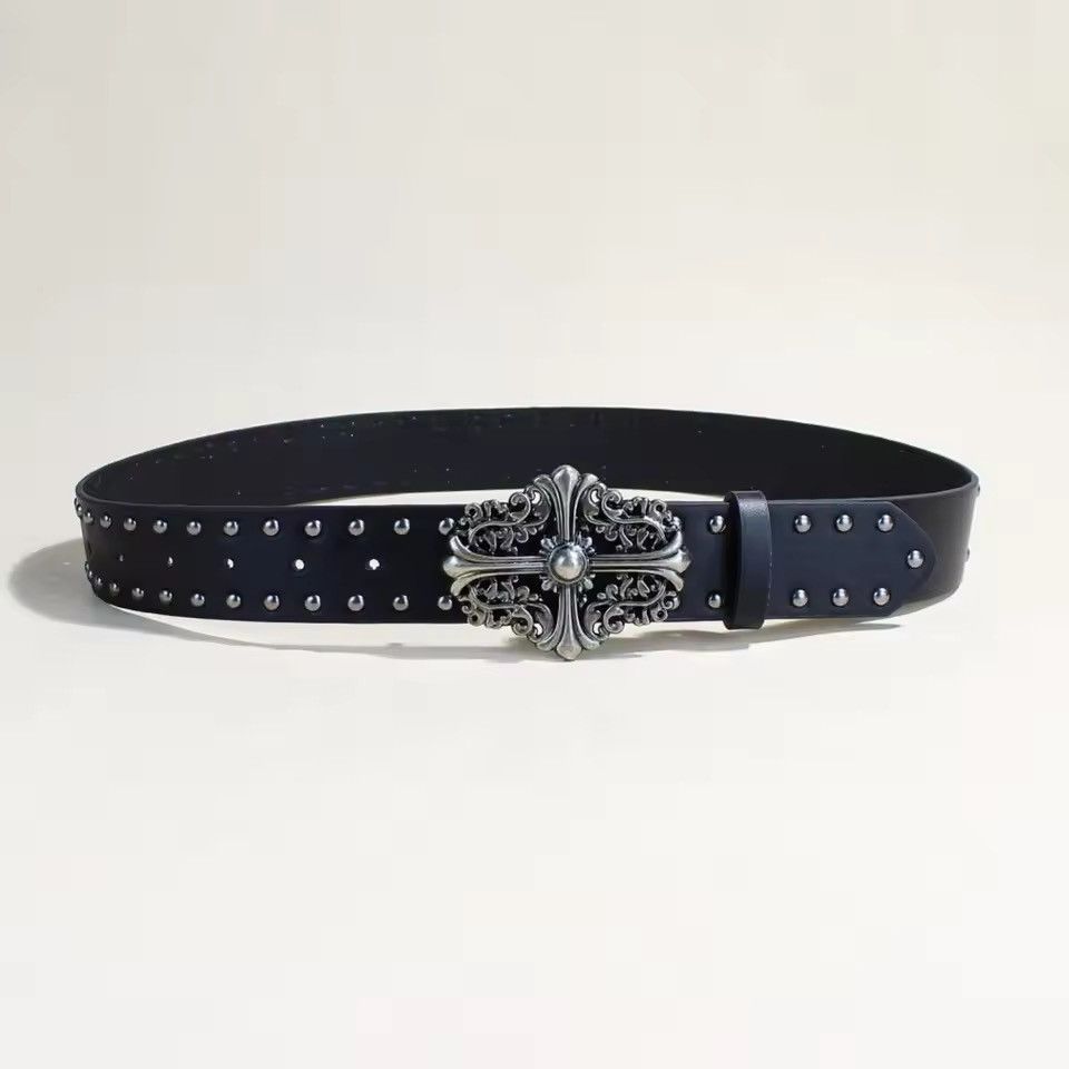 Japanese Brand Black studded cross belt Size 34 - 9 Thumbnail