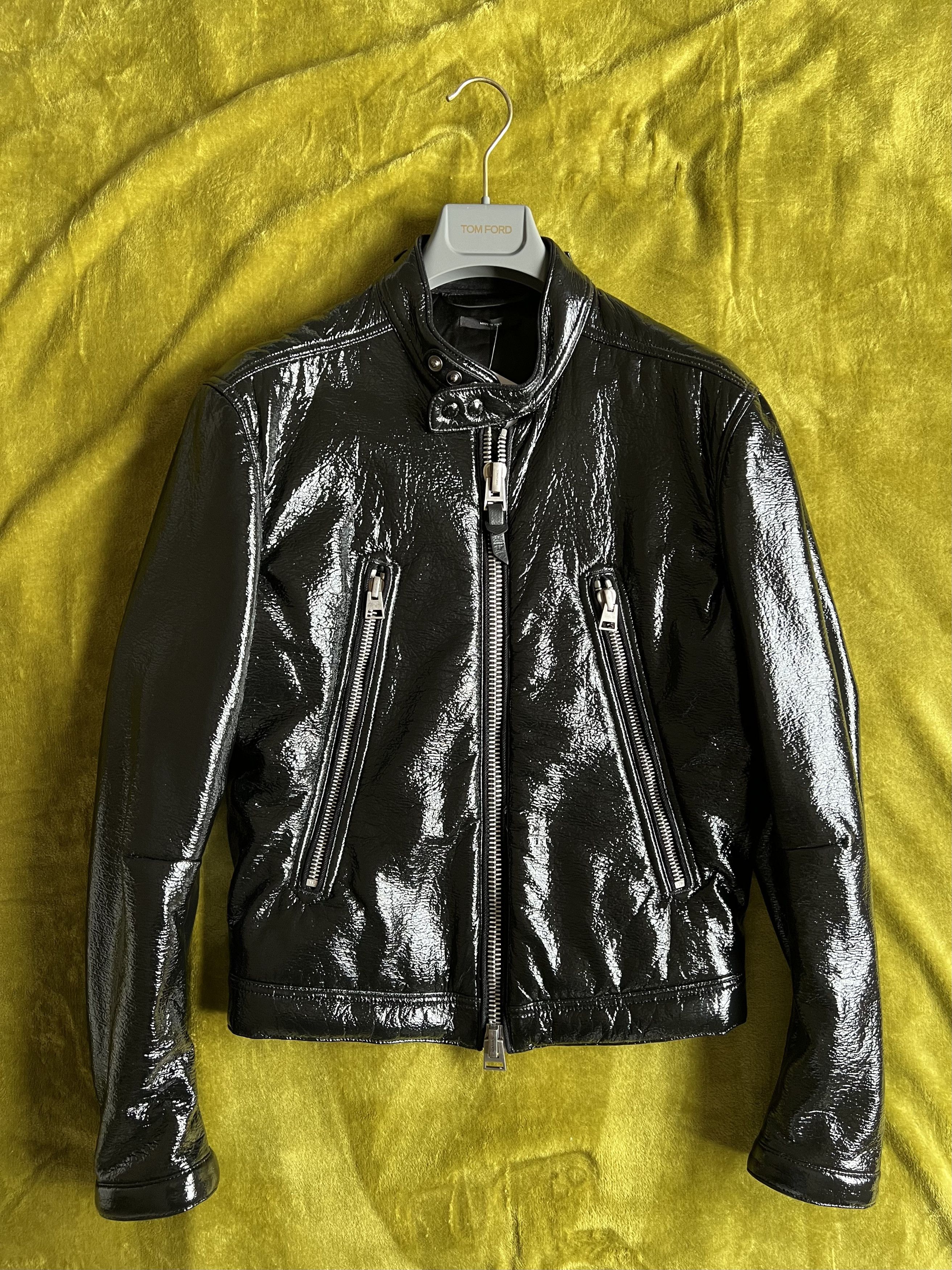 48 Tom Ford Leather Biker Jacket Lamb black rider Full Grain