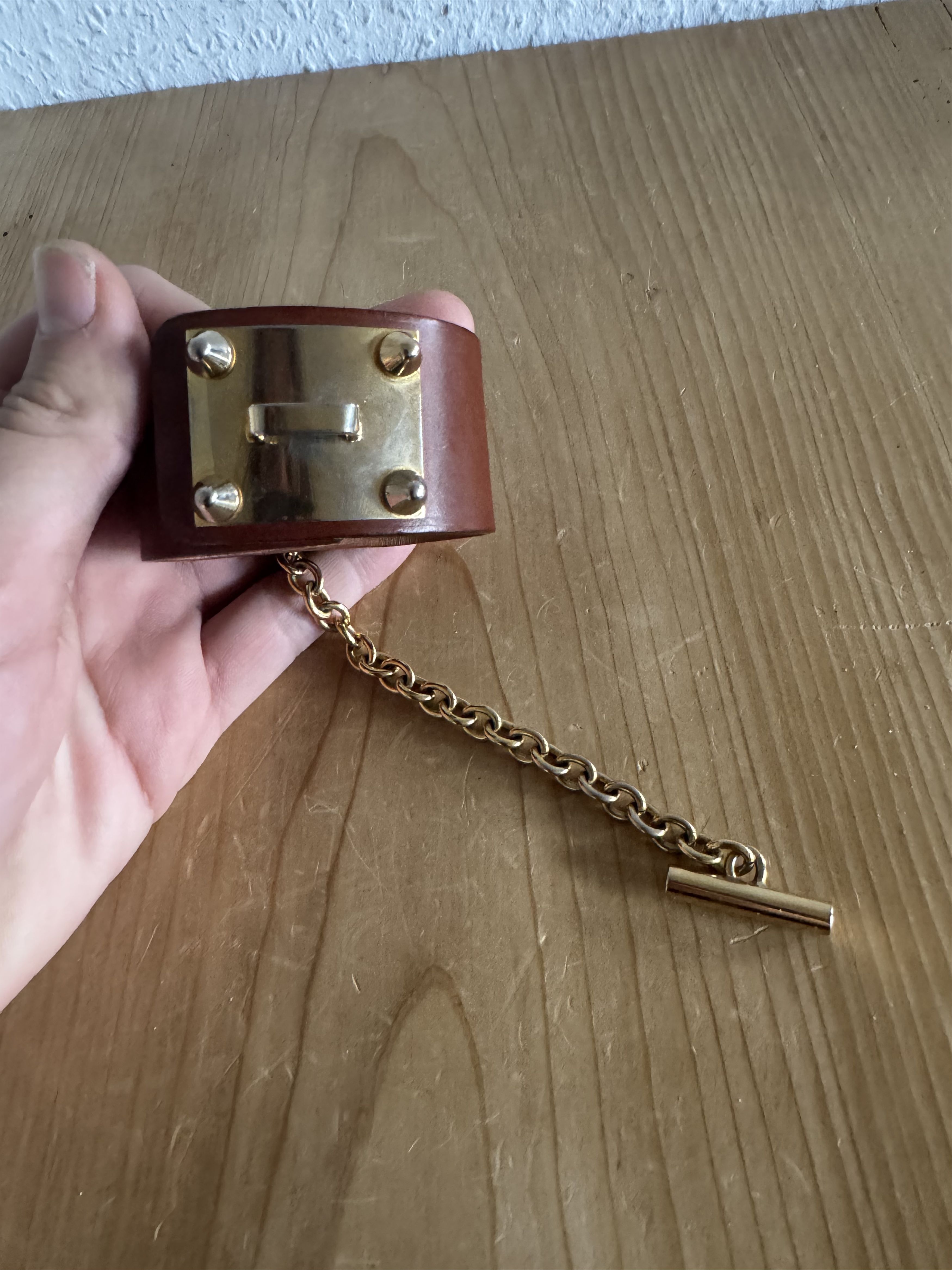 Dsquared2 Wood Plaque Studded Leather Bracelet Size ONE SIZE - 8 Thumbnail