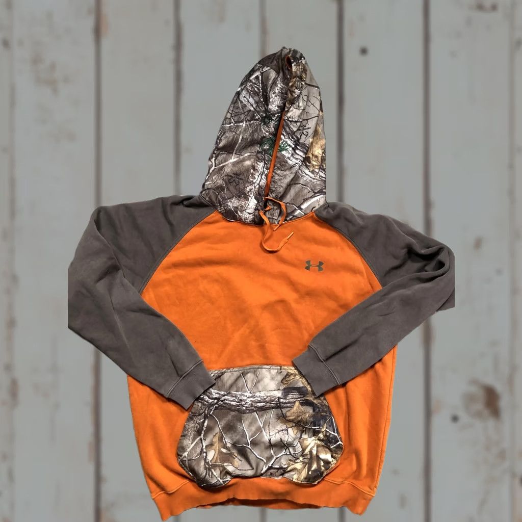 Under Armour Under Armour Hoodie Mens XL Orange Camouflage Fleece Kangaroo Pocket Logo Pullover Crew Neck Hooded Size US XL / EU 56 / 4 - 1 Thumbnail