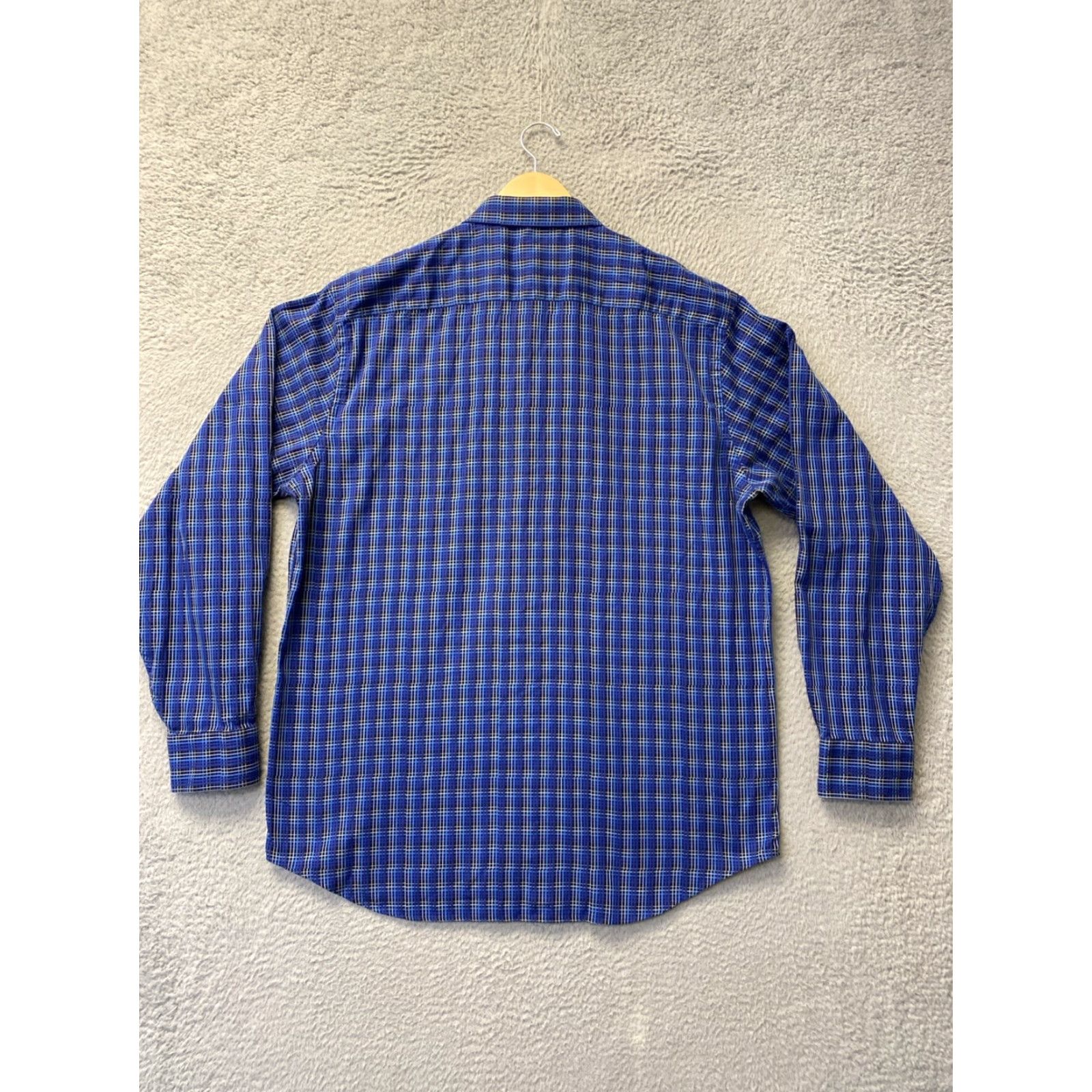BUGATCHI BUGATCHI Button Shirt Mens XXL Slim Blue Plaid Long Sleeve Cotton Button-Up Collared Shirt Size US XXL / EU 58 / 5 - 7 Thumbnail