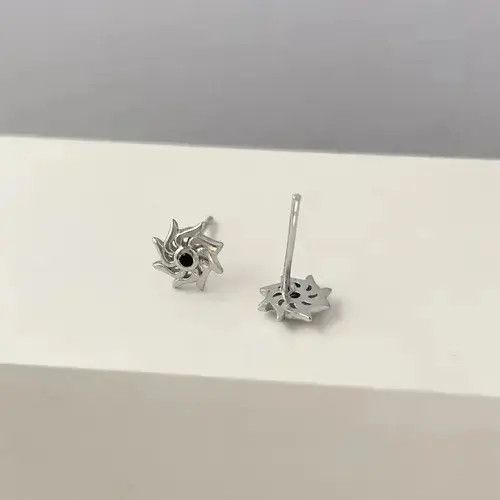 Jewelry 925 Silver Plated Sun Stud Earrings for Men Women Size ONE SIZE - 2 Thumbnail