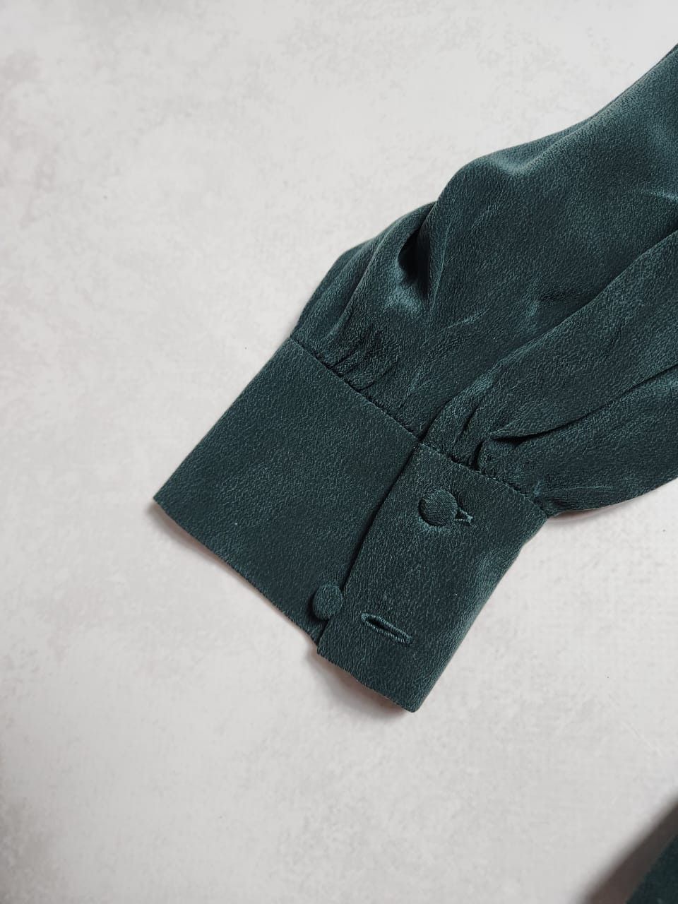 Sezane Sezane Silk Blouse Bottle Green Shirt Ruffle Trim Size M / US 6-8 / IT 42-44 - 9 Thumbnail