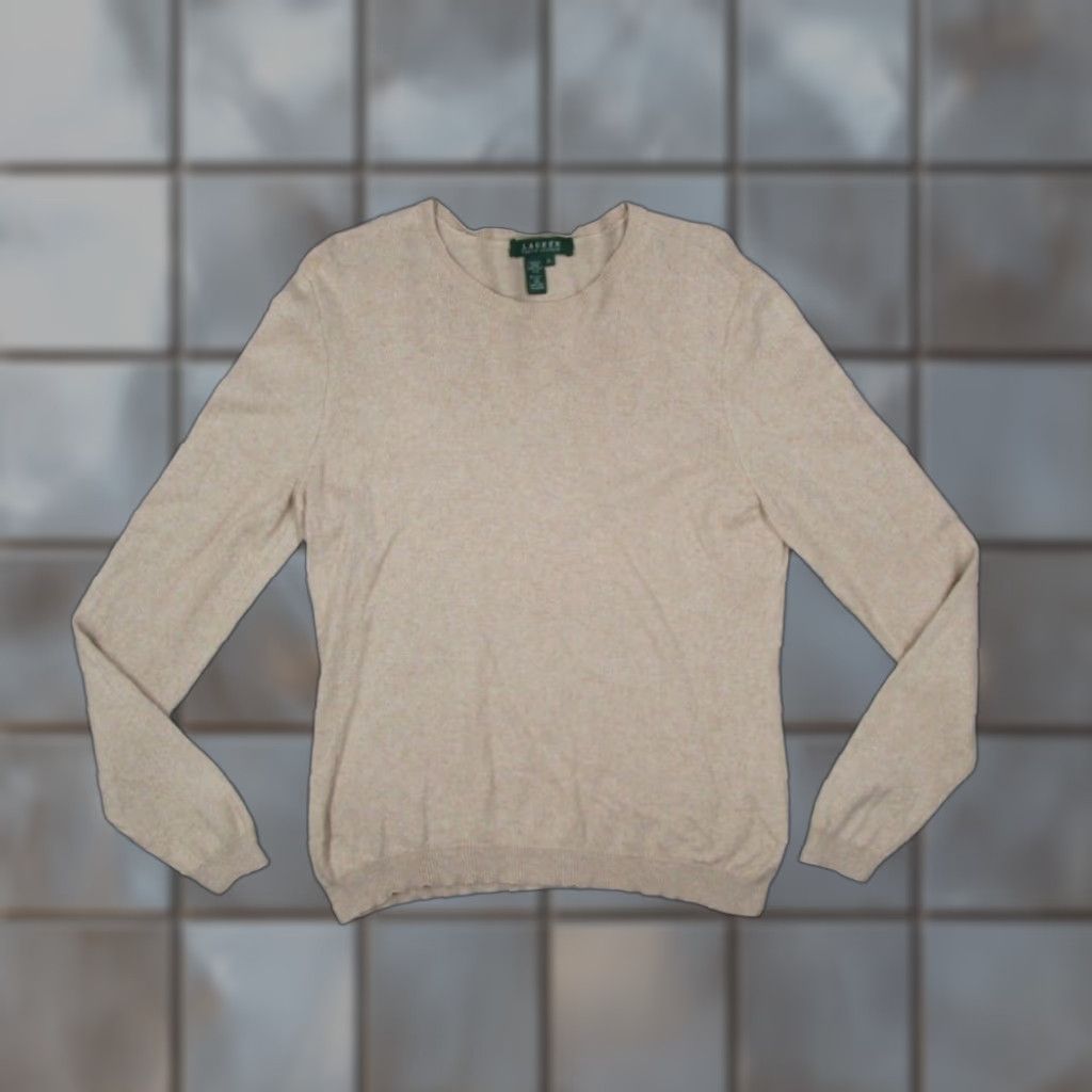 Ralph Lauren Lauren Ralph Lauren Pullover Sweater Women's XL Beige Silk Cashmere Blend Crew Neck Long Sleeve Size XL / US 12-14 / IT 48-50 - 1 Thumbnail