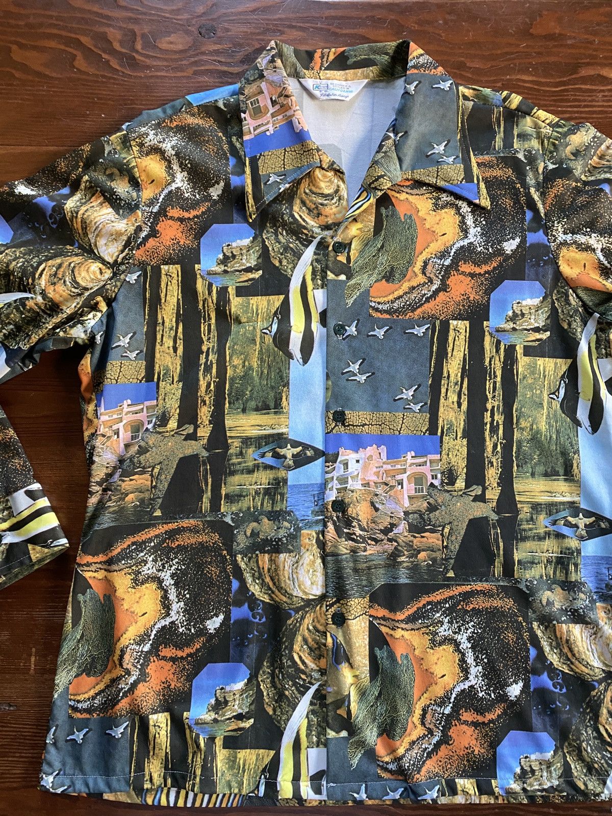 Retrofit × Vintage Vintage 70’s Kmart Ocean Theme All Over Print Poly Button Up Size US L / EU 52-54 / 3 - 4 Thumbnail