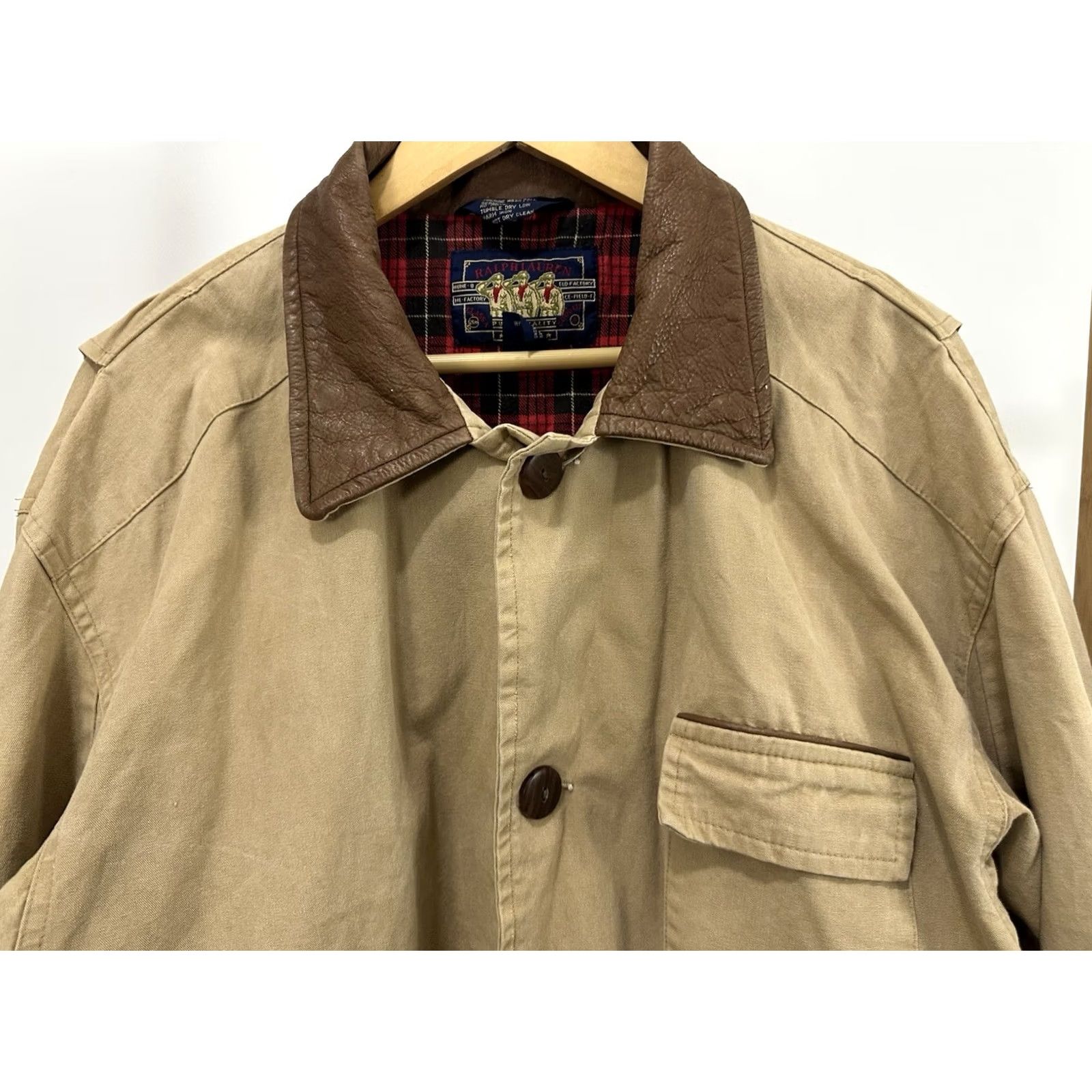 Ralph Lauren VTG Ralph Lauren Chaps Chore Barn Coat Jacket XL Tan Cotton Lining Red Plaid Workwear Hunting Barn Coat Mens XL Size US XL / EU 56 / 4 - 5 Thumbnail