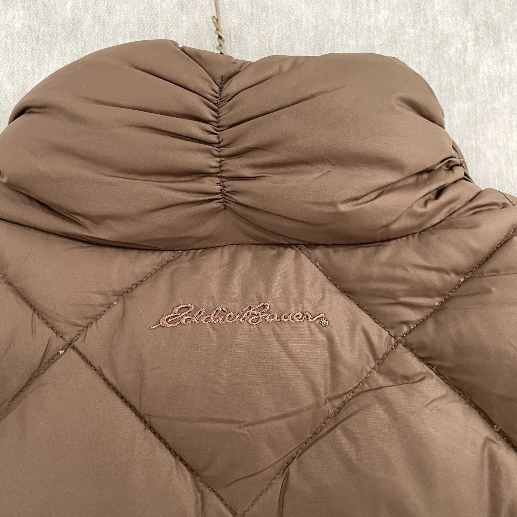 Eddie Bauer Eddie Bauer Jacket Vest Womens XL 700 Fill Power Quilted Goose Down Coat Ladies Brown Nylon Softshell Zip Front Quilted Down Jacket Womens XL Brown Size XL / US 12-14 / IT 48-50 - 7 Thumbnail