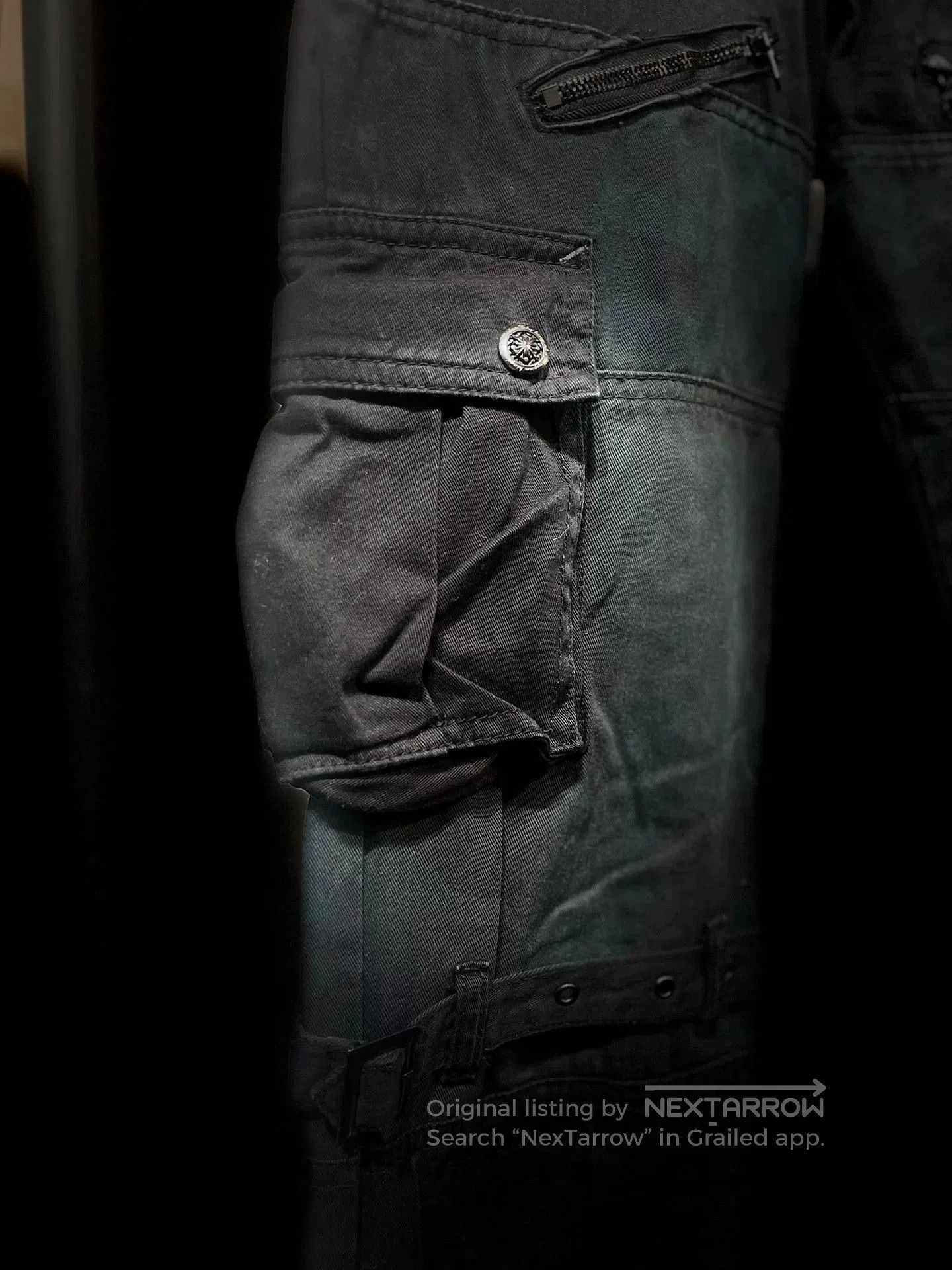 MIDNIGHT RODEO dark avant-garde cargo pants with zippers. Size US 32 / EU 48 - 5 Thumbnail