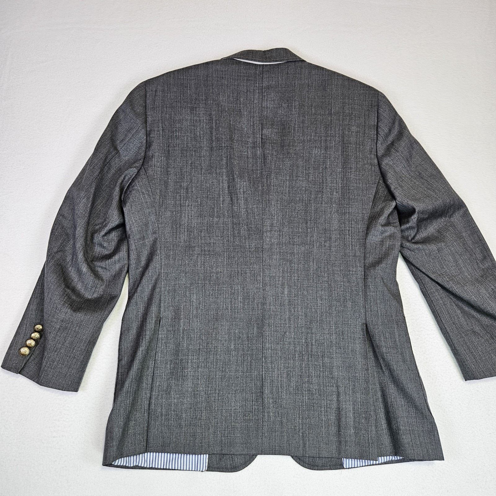 Gant Gant Downtown Jacket Blazer Gold Crest Button Gray Wool Suit Size 42R - 8 Thumbnail
