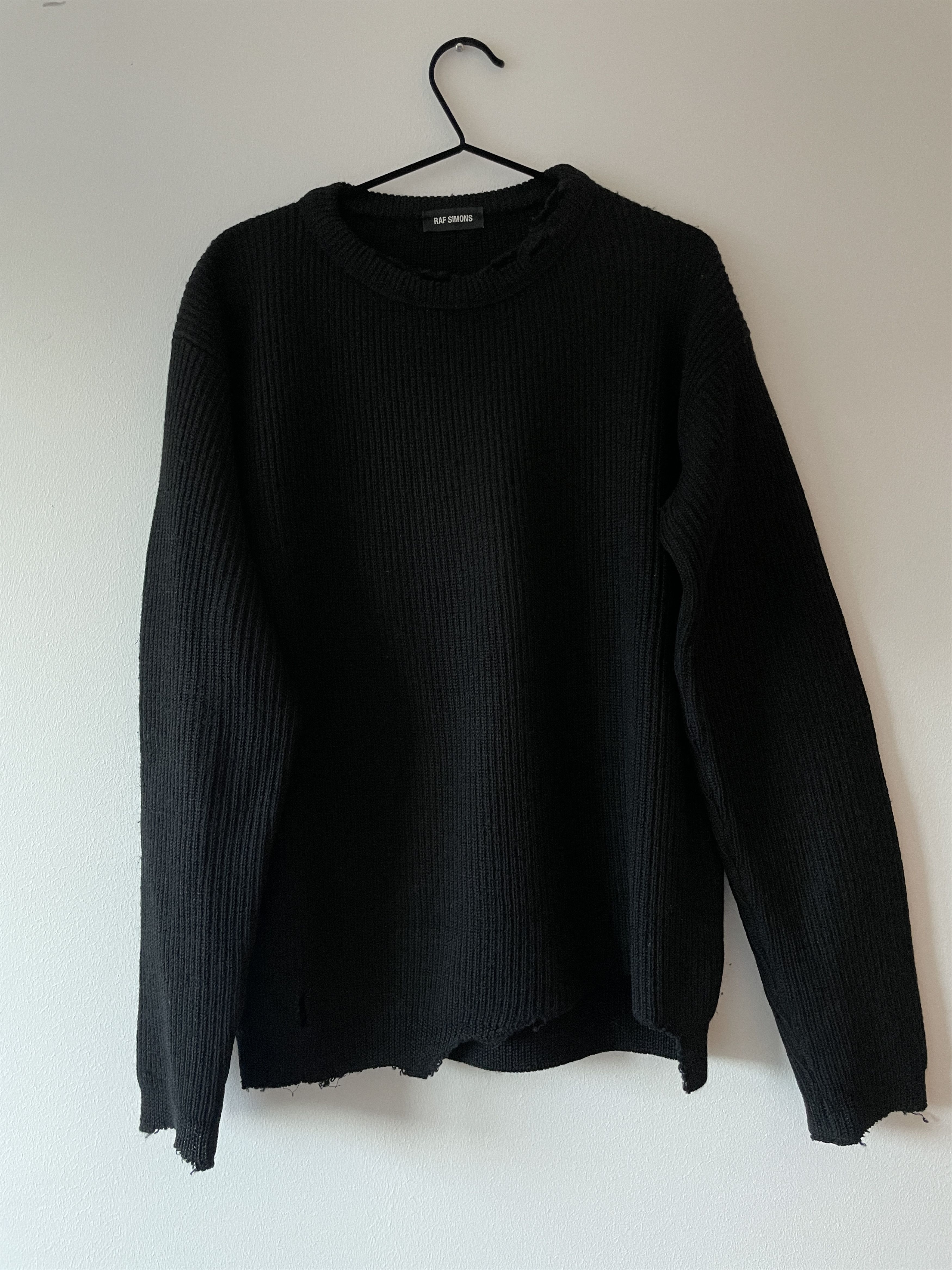 image of Raf Simons Aw16 Deconstructed Knit in Black, Men's (Size Medium)
