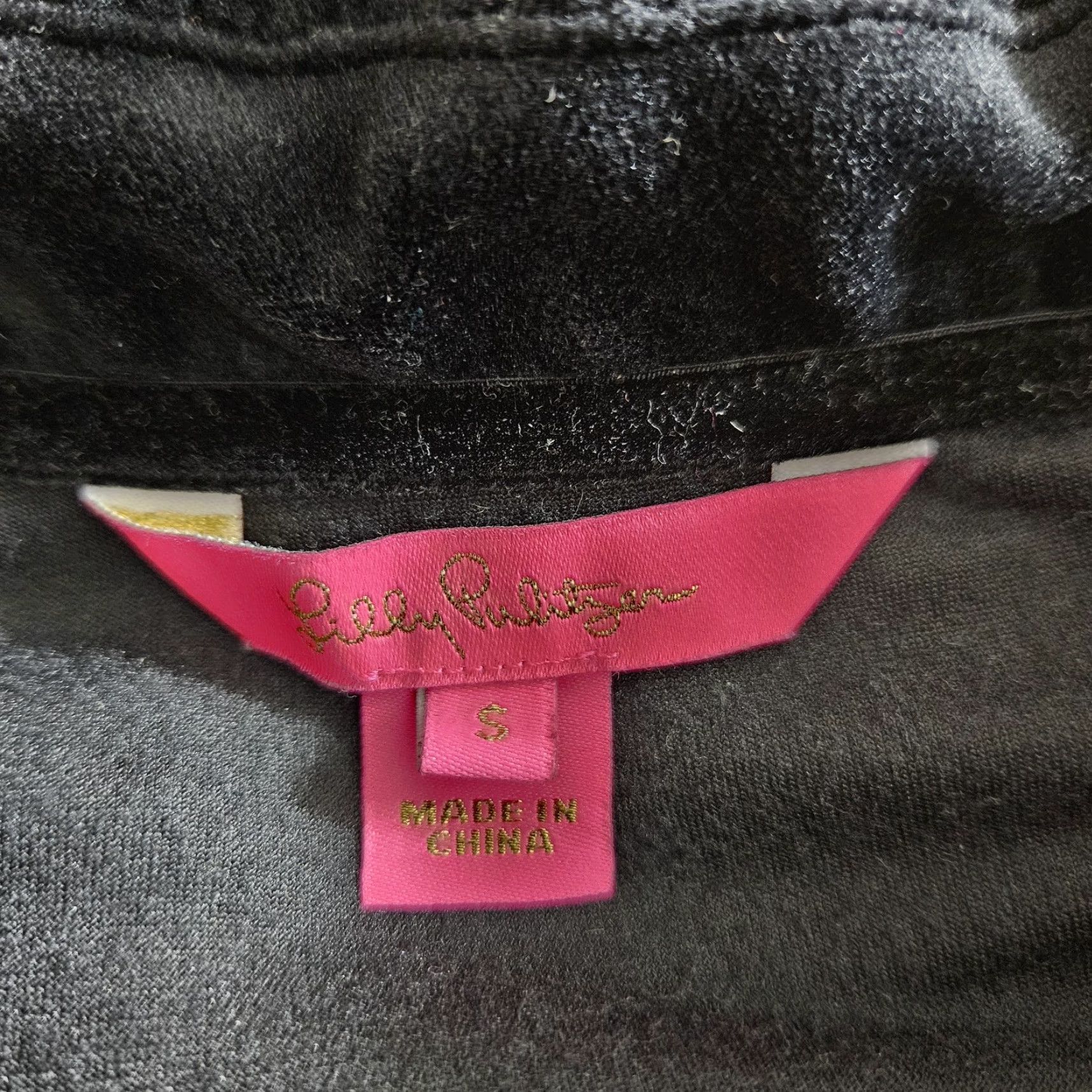 Lilly Pulitzer VINTAGE Lilly Pulitzer Womens Velour Popover Dress Sz Small Solid Black Long Sleeve Size S / US 4 / IT 40 - 5 Thumbnail