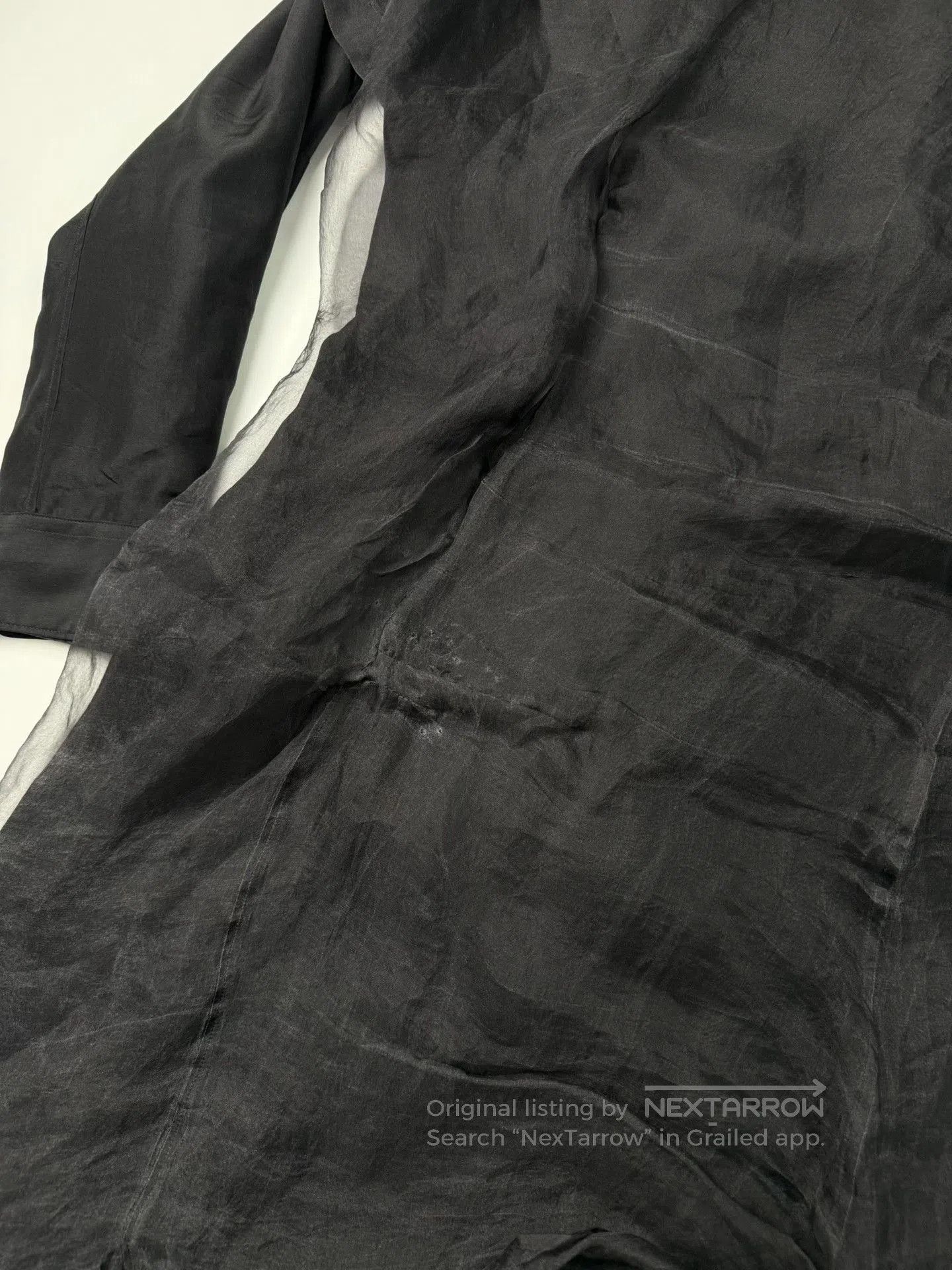 Junya Watanabe black sheer long shirt with deconstructed design. Size US M / EU 48-50 / 2 - 6 Thumbnail