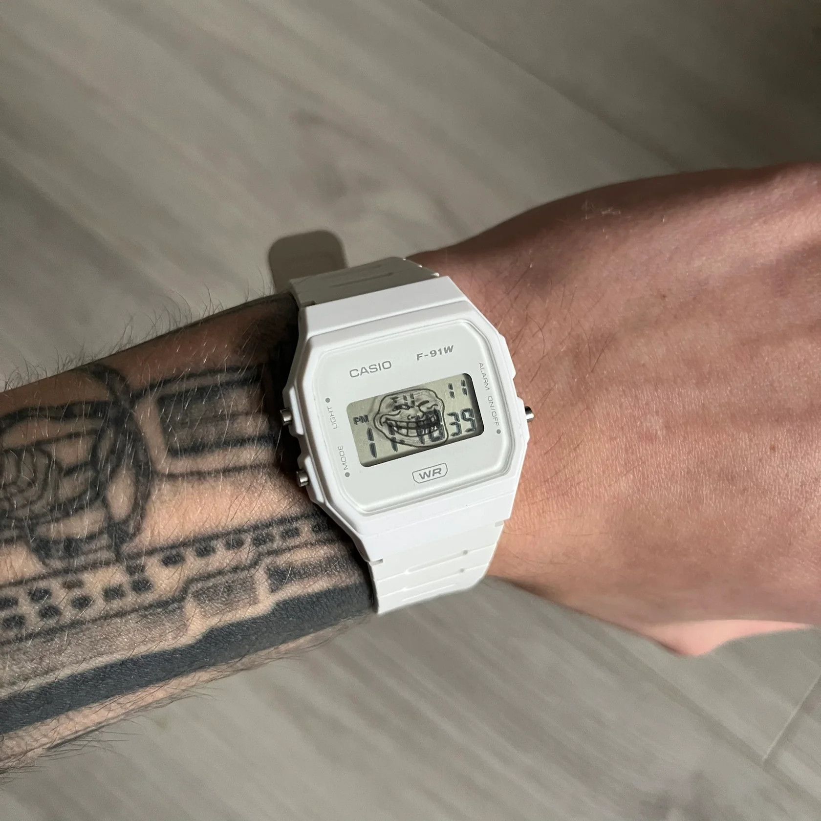 Casio Casio F-91W "Trollface" White Digital Watch Size ONE SIZE - 1 Thumbnail