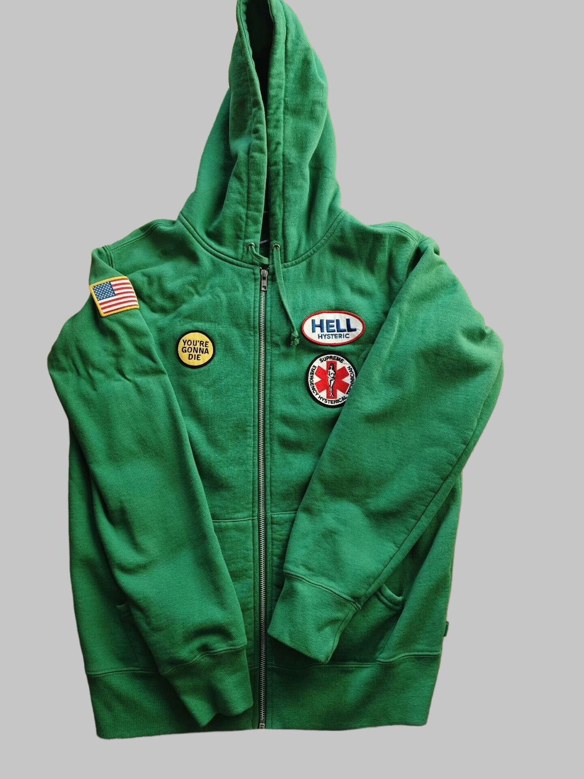 FW17 Supreme x Hysteric Glamour Patches zip up hoodie