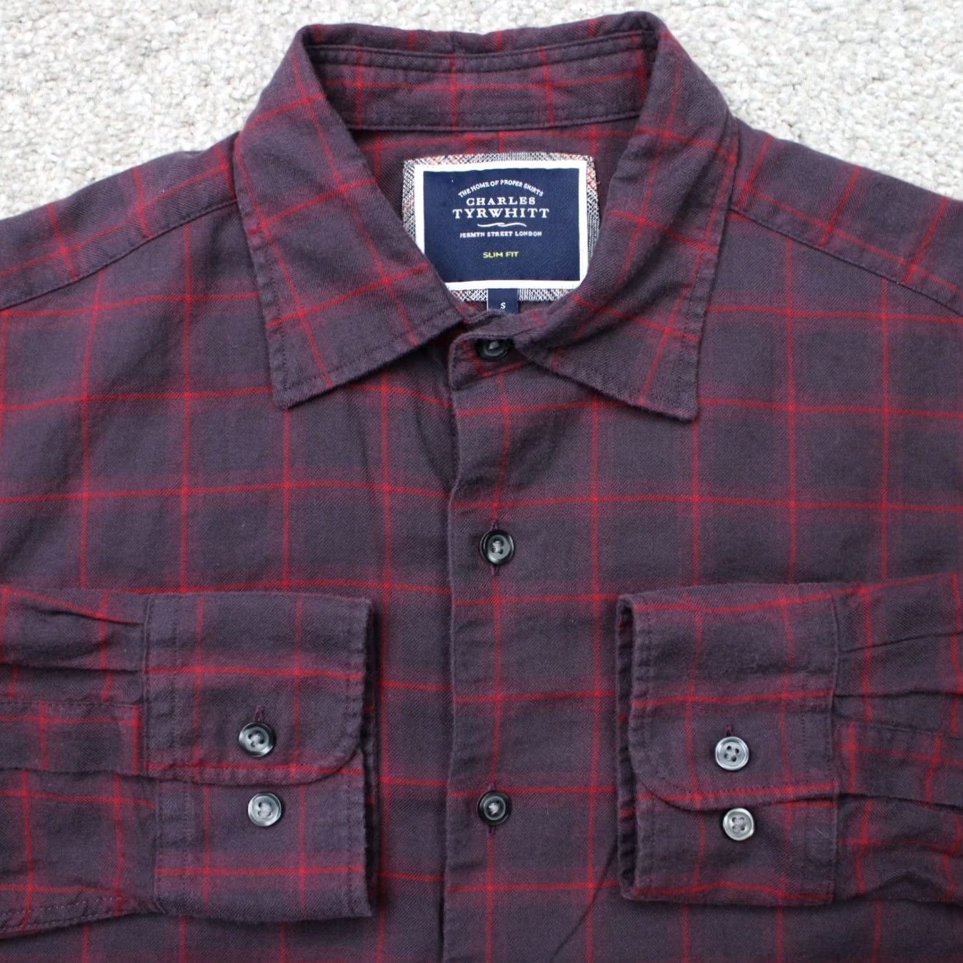 Charles Tyrwhitt Charles Tyrwhitt Shirt Mens Large Purple/Red Slim Fit Cotton/Lyocell Long Sleeve Button-Up Shirt Size US L / EU 52-54 / 3 - 2 Thumbnail