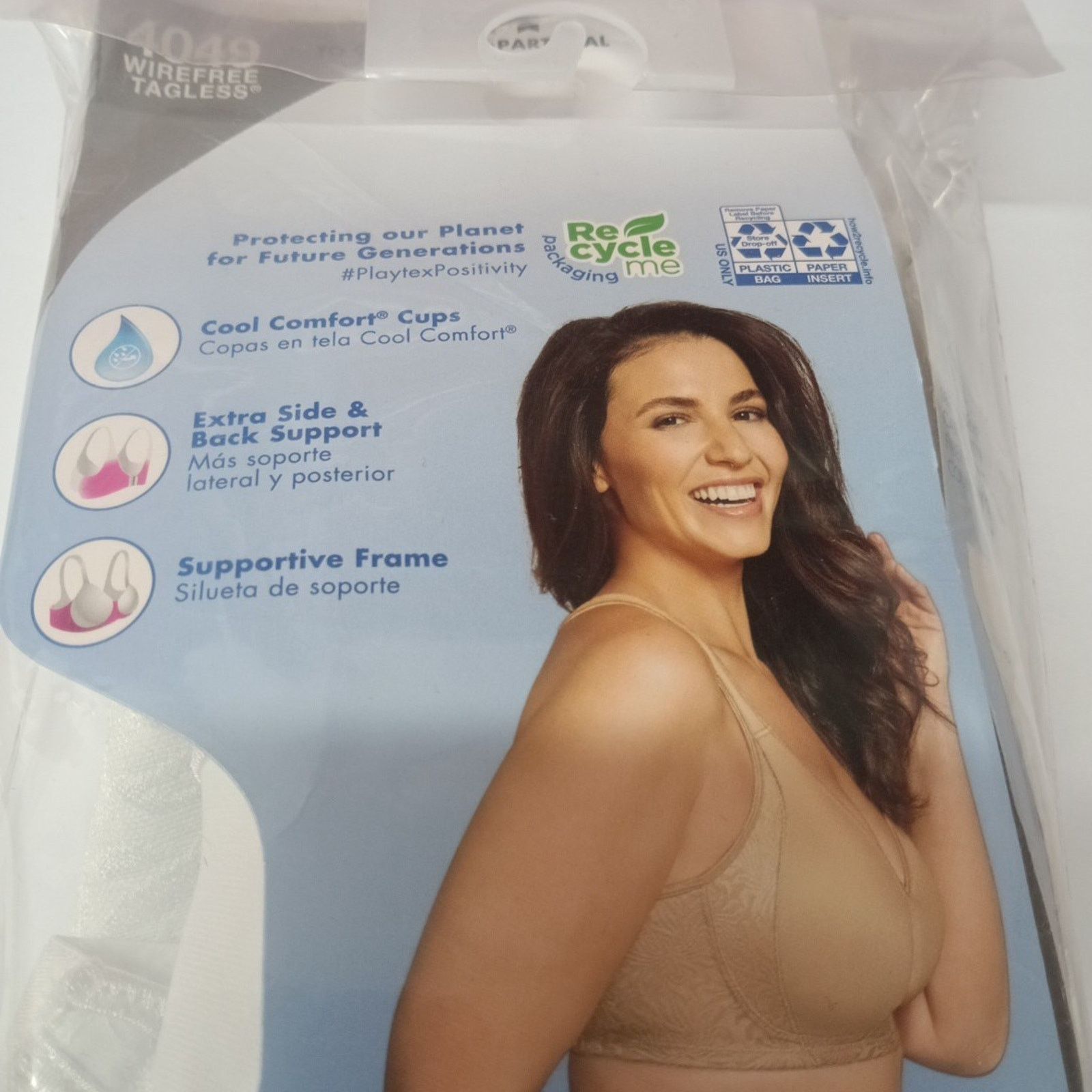 Other Playtex Wirefree Bra Women's Size 38DD White Side Smoothing Size ONE SIZE - 4 Thumbnail