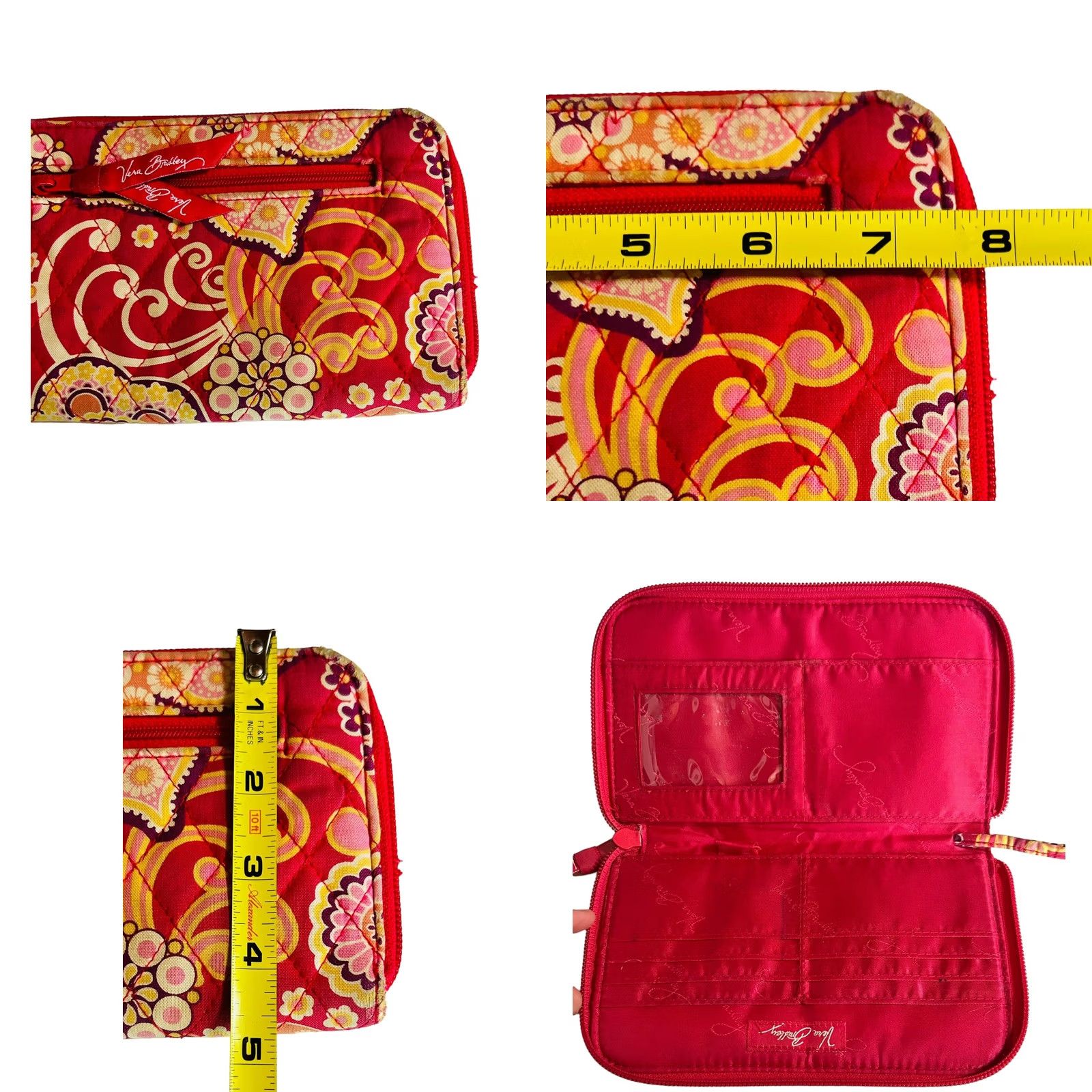 Vera Bradley Vera Bradley Raspberry Fizz Full Zip Wallet Wristlet Women's Pink Credit Cards Size ONE SIZE - 8 Thumbnail