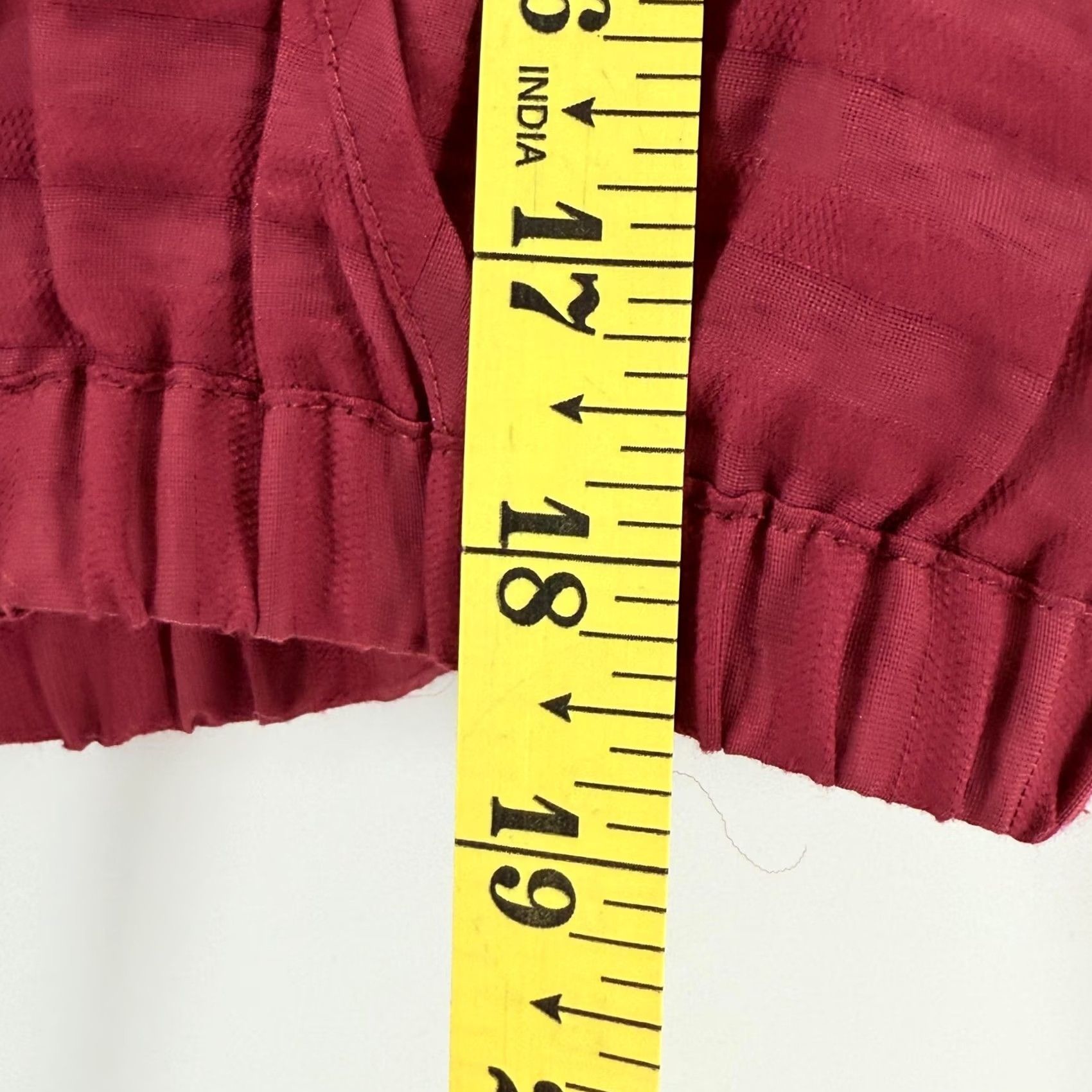 Loft VINTAGE LOFT Blouse Womens XS Petite Red Textured Stripe Long Sleeve Elastic Hem Top Size XS / US 0-2 / IT 36-38 - 6 Thumbnail