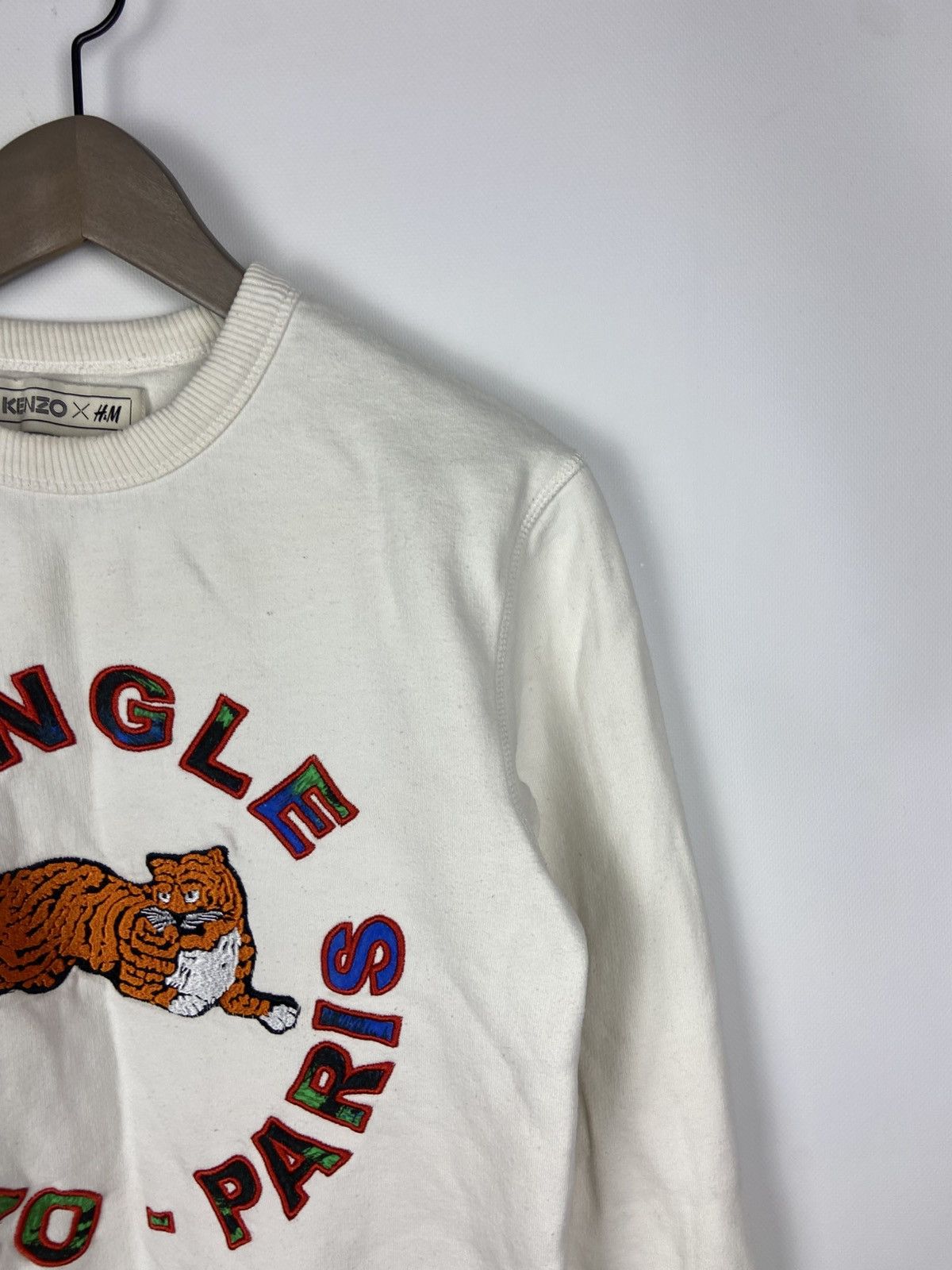 Designer × Kenzo Kenzo x H&M Sweatshirt White Embroidered Cotton Womens Sz XS Size XS / US 0-2 / IT 36-38 - 8 Thumbnail