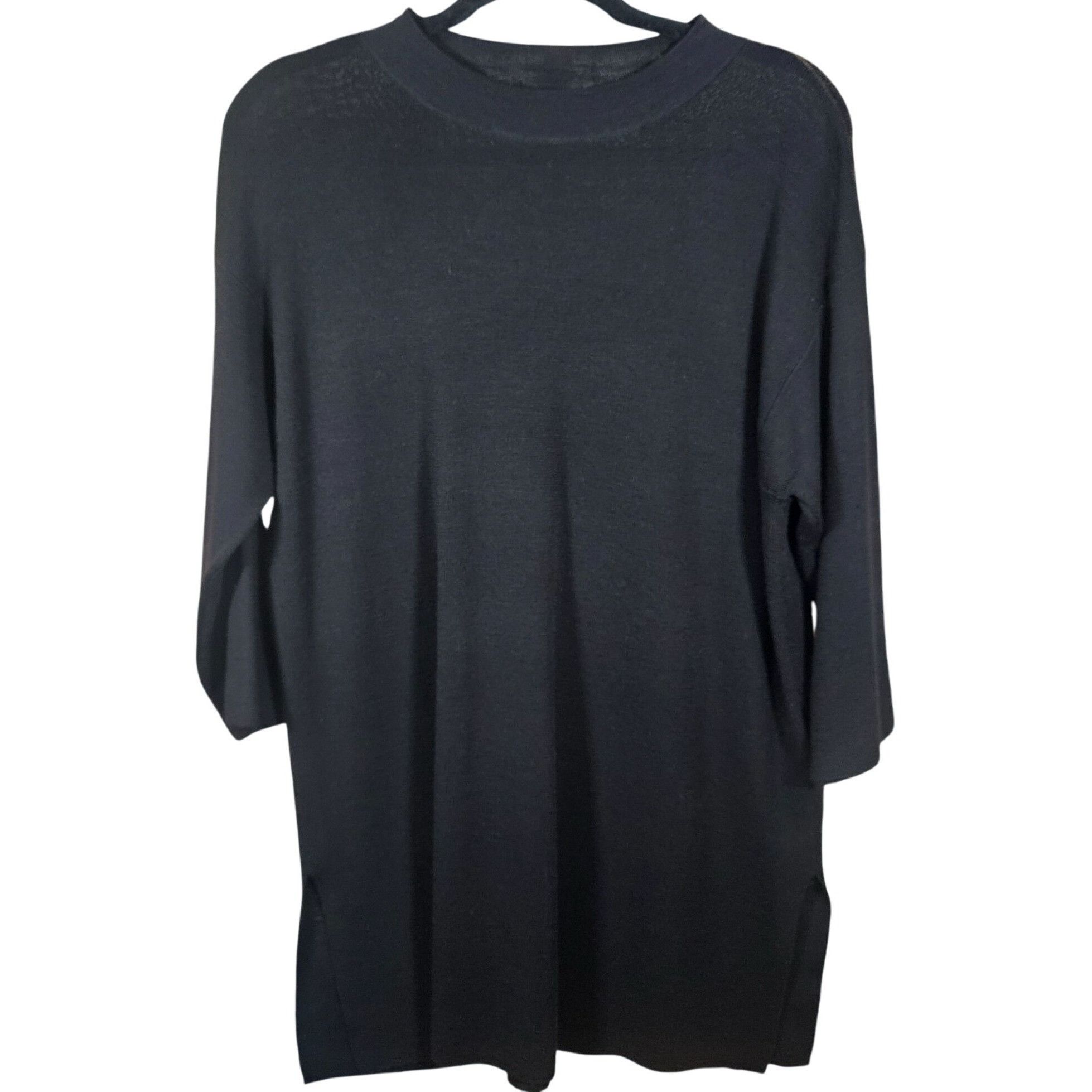 Eileen Fisher Eileen Fisher Women Black Merino Wool Tunic Top Minimalist F Size XS / US 0-2 / IT 36-38 - 2 Thumbnail