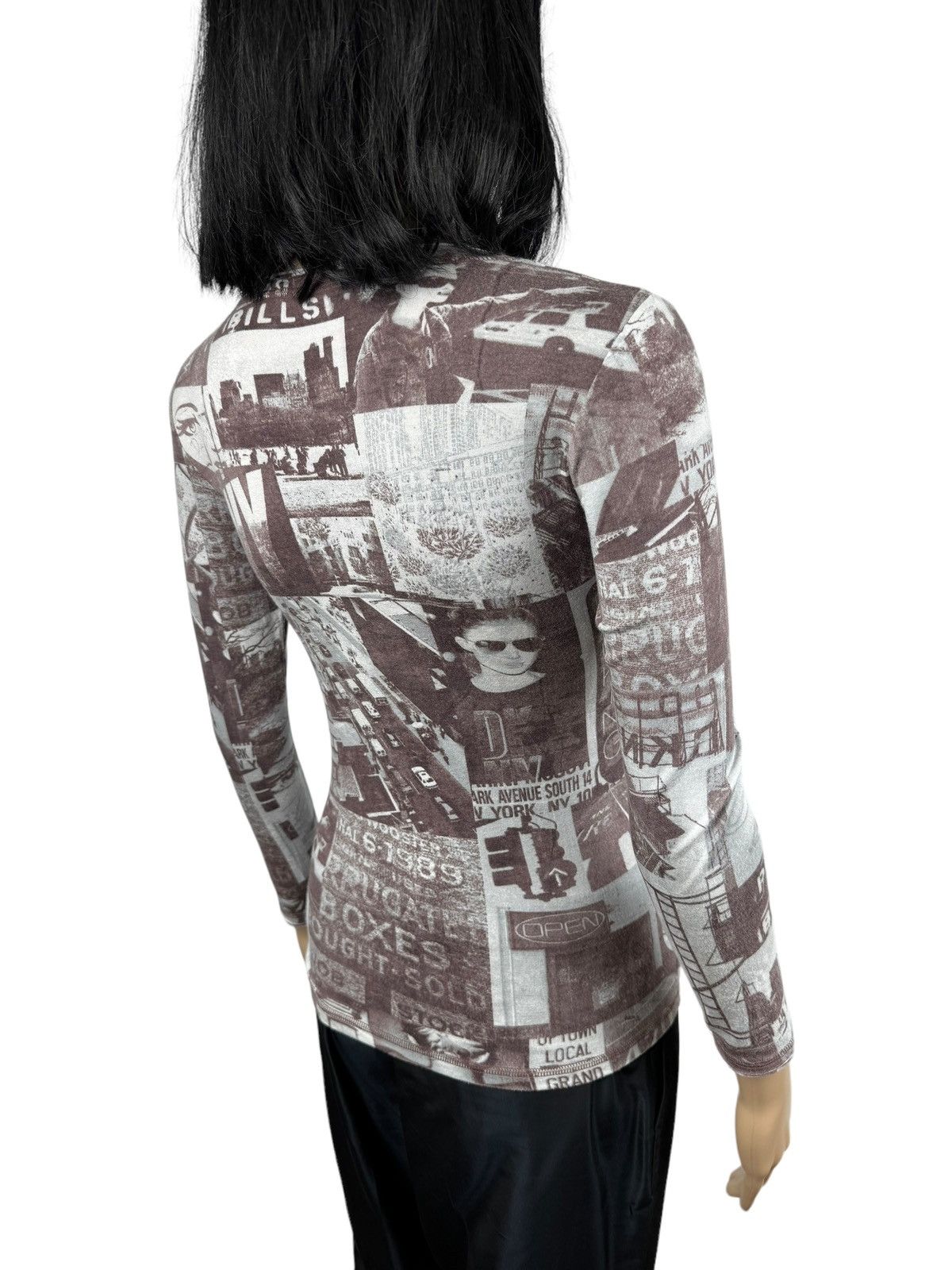 DKNY DKNY Newspaper Printed Stretch Blouse size 10 Size S / US 4 / IT 40 - 8 Thumbnail