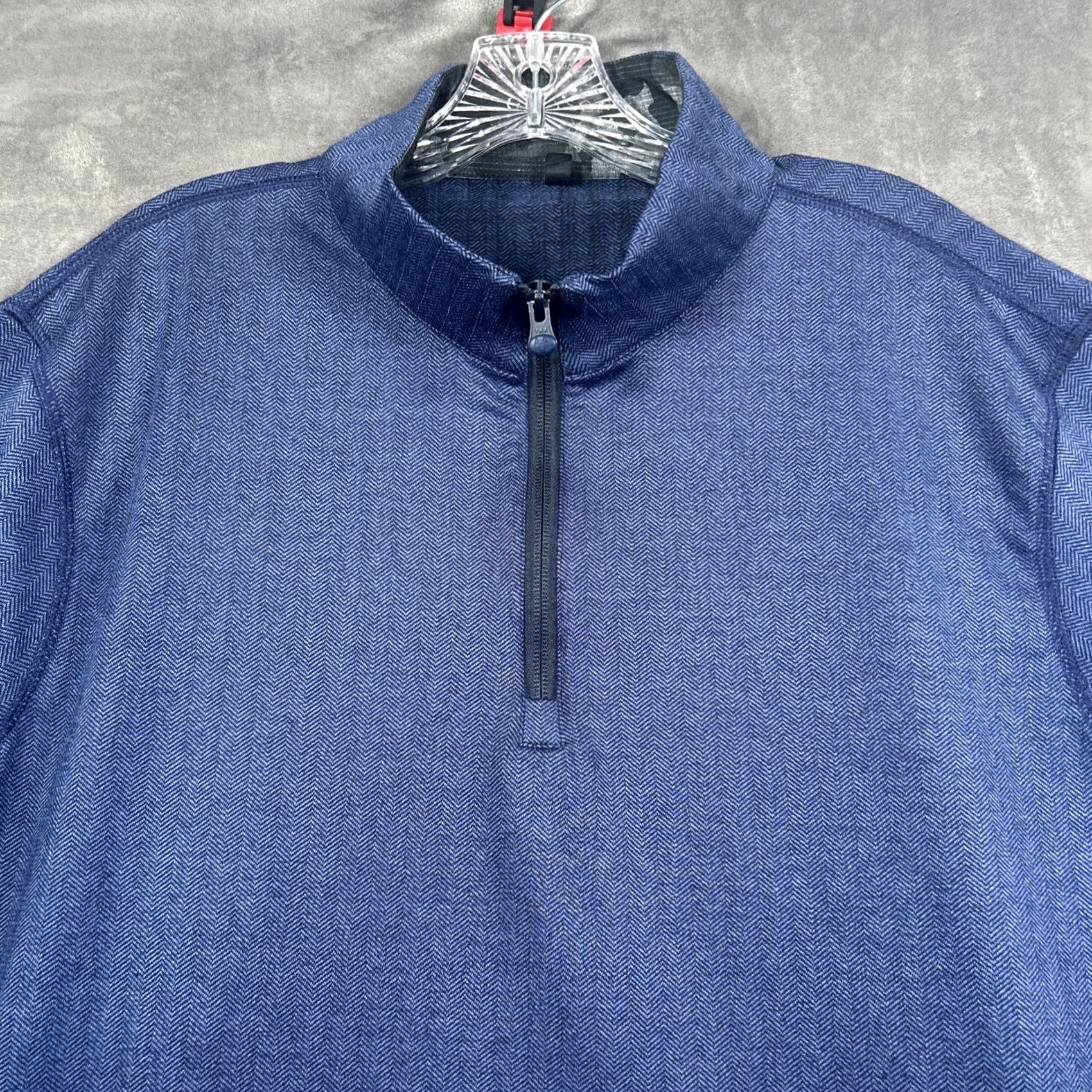 Vintage Greyson Golf Pullover Sweater Mens XXL Blue Herringbone 1/4 Zip Stretch Size US XXL / EU 58 / 5 - 2 Thumbnail