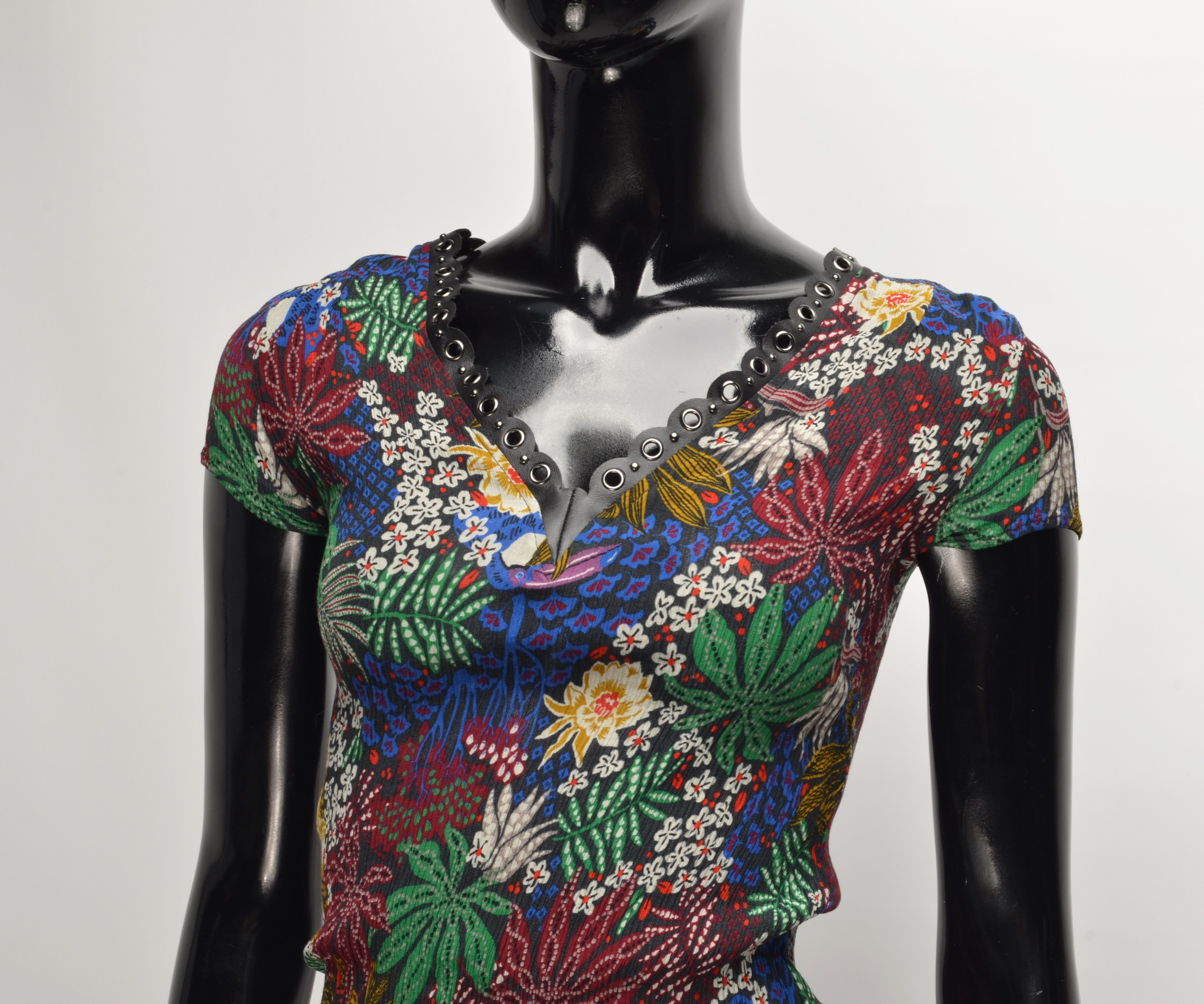 IKKS IKKS Silk Blend Pleated Flora Blouse Top Size S / US 4 / IT 40 - 2 Thumbnail