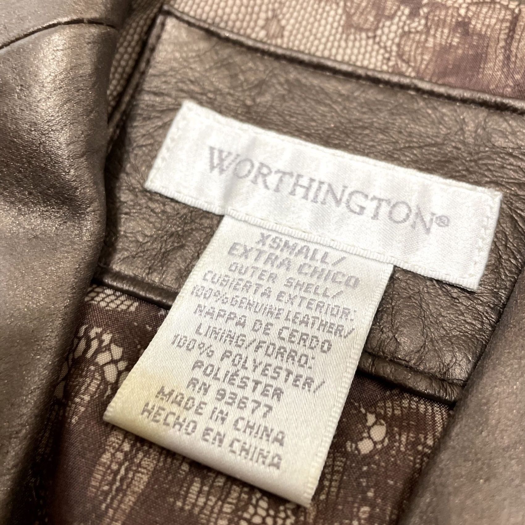 Worthington VINTAGE Worthington Leather Jacket Womens XS Brown Y2K 90s Long Sleeve Leather Blazer Shirt Jacket Size L / US 10 / IT 46 - 6 Thumbnail