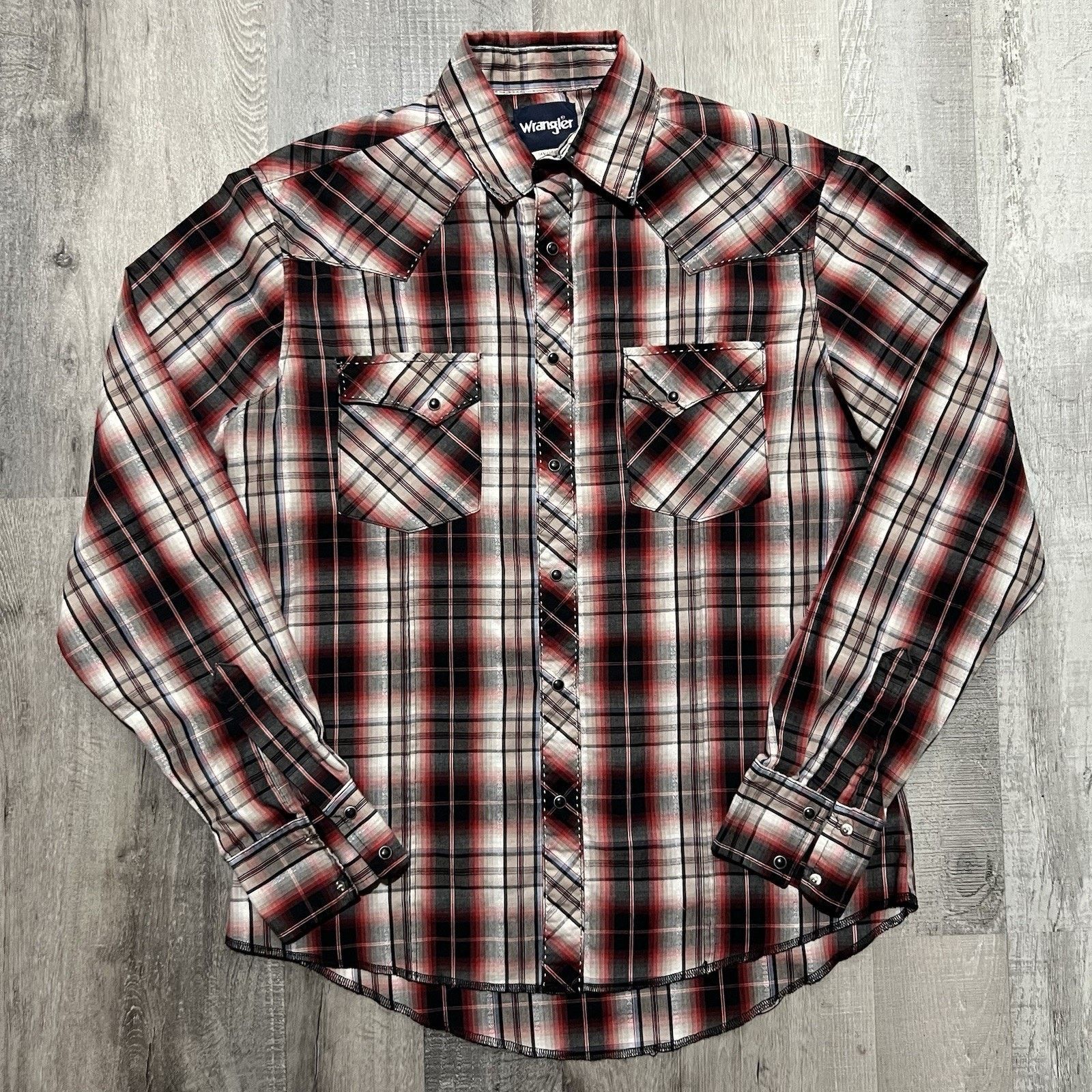 Wrangler Wrangler Black/Red Western Pearl Snap Stitched Plaid M Size US M / EU 48-50 / 2 - 1 Thumbnail