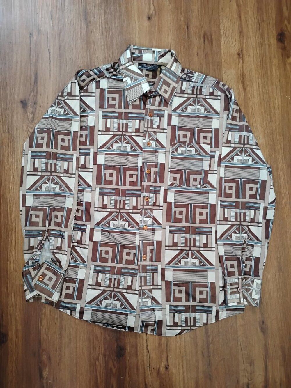 Other Vintage King Sport Geometric Art Deco Polyester Disco Shirt Size US XL / EU 56 / 4 - 2 Thumbnail