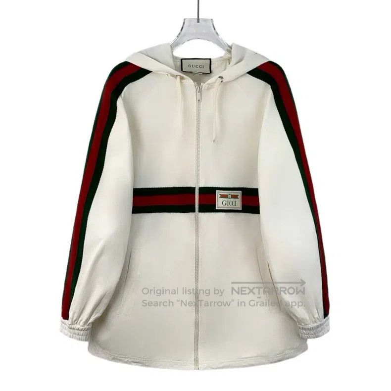 Gucci Gucci Beige side striped webbing cotton hooded drawstring Size US XXS / EU 40 - 1 Thumbnail
