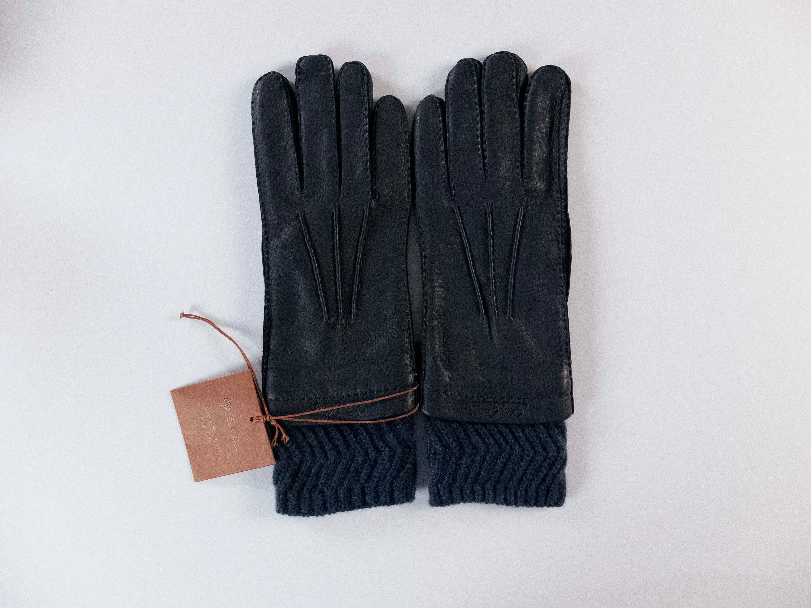 Loro Piana LORO PIANA navy deer leather & baby cashmere gloves Large Size ONE SIZE - 1 Thumbnail