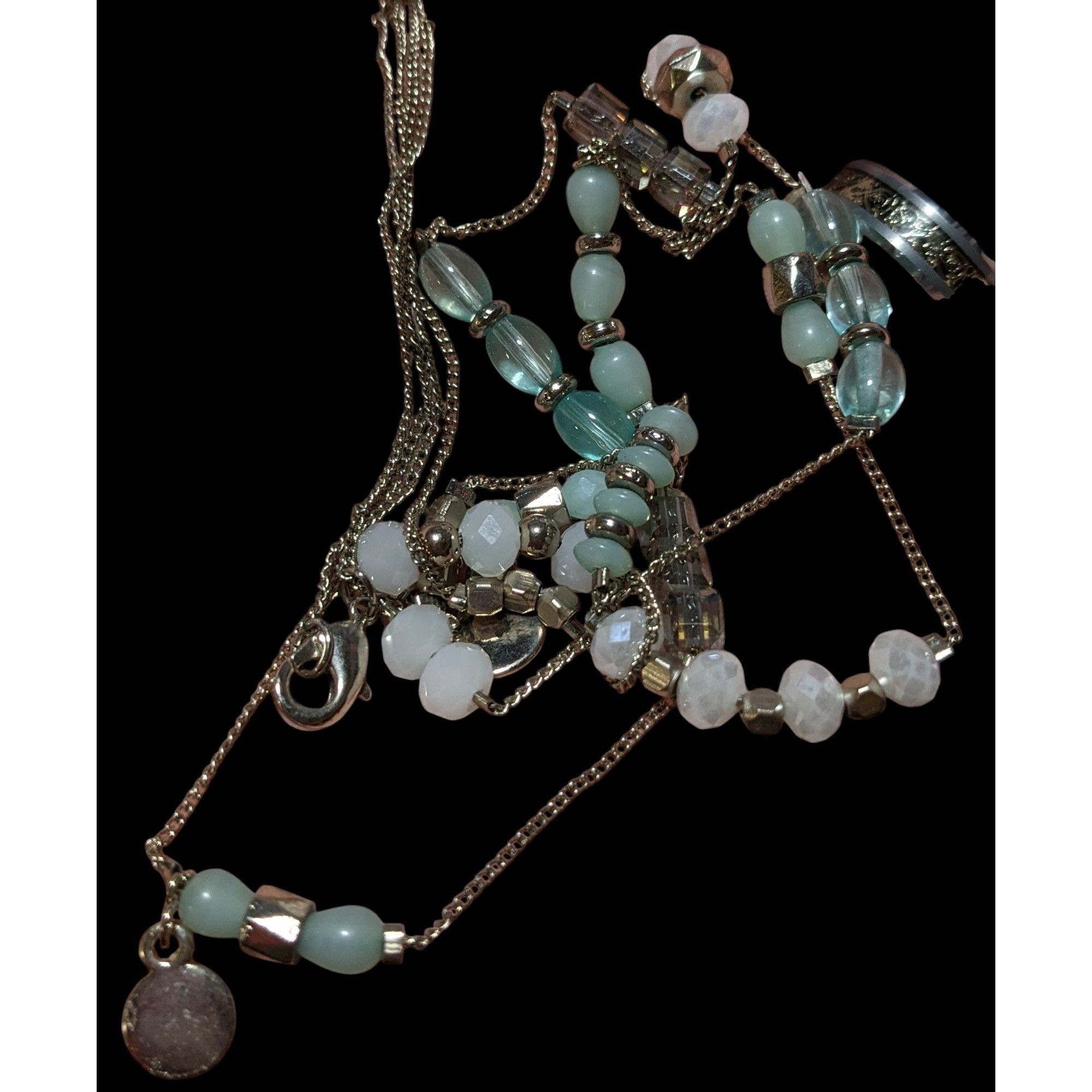 Other Minimalist Blue And Gold Beaded Station Necklace Size ONE SIZE - 5 Thumbnail