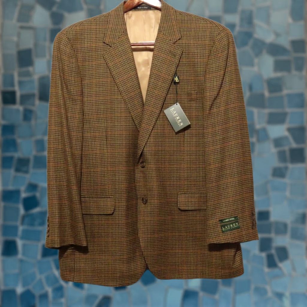 Ralph Lauren Ralph Lauren Sport Coat Brown Houndstooth Check 46R NWT / 100% Lambswool / Designer / Men / Regular Fit Size US S / EU 44-46 / 1 - 1 Thumbnail