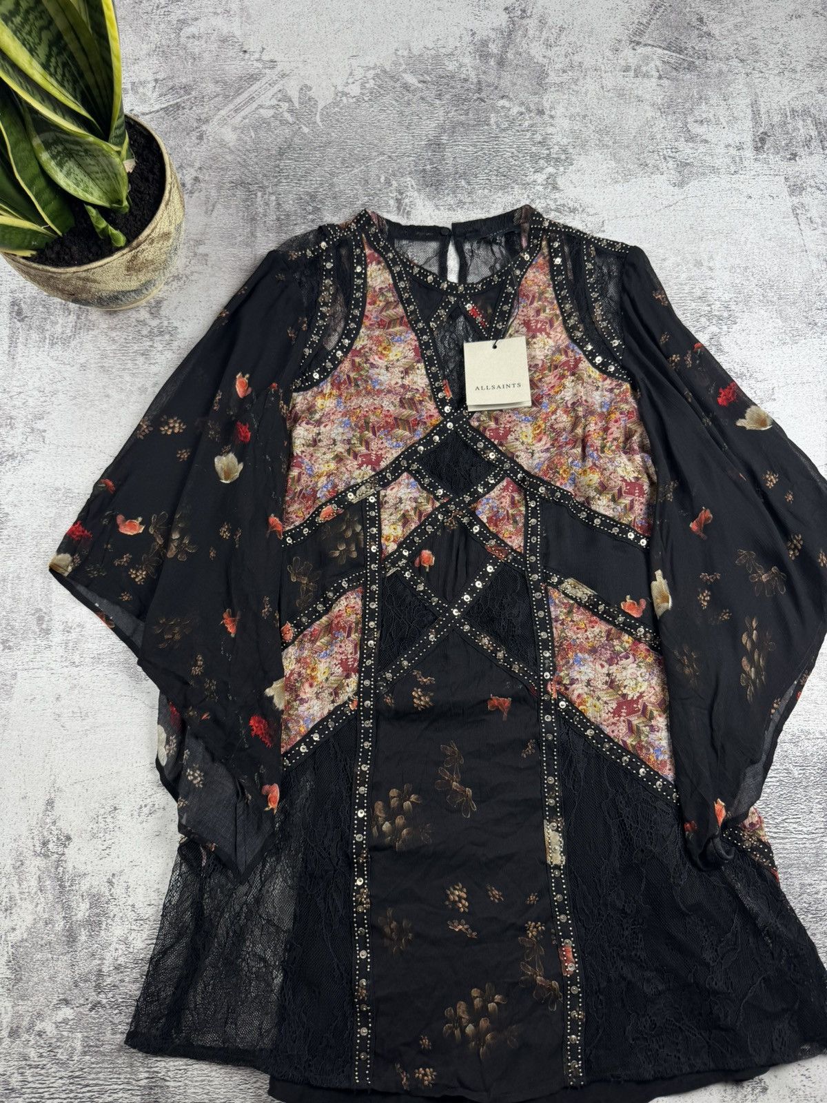 Allsaints AllSaints Lucia Kora Dress Viscose US 6 UK 10 NEW Floral Button Design Tunic Size M / US 6-8 / IT 42-44 - 4 Thumbnail