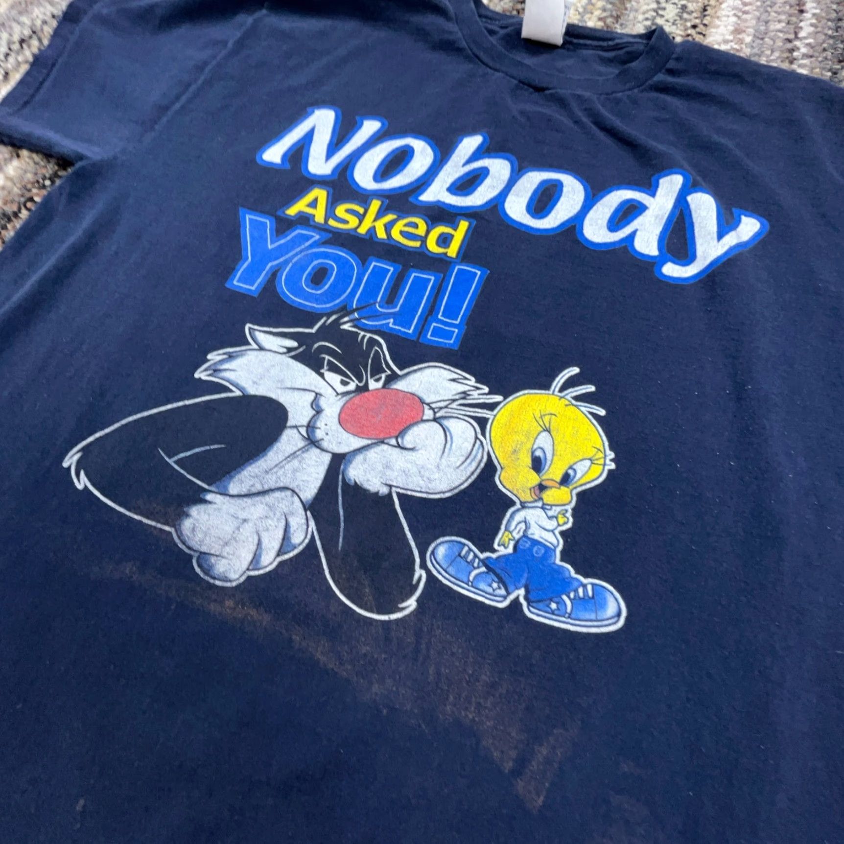 Vintage VINTAGE Looney Tunes Shirt Men XL Blue Tweety Bird Sylvester Tee 90s Y2K 2000s Ta- Shirt Tee Logo Print Cartoon USA Melange Size US XL / EU 56 / 4 - 2 Thumbnail