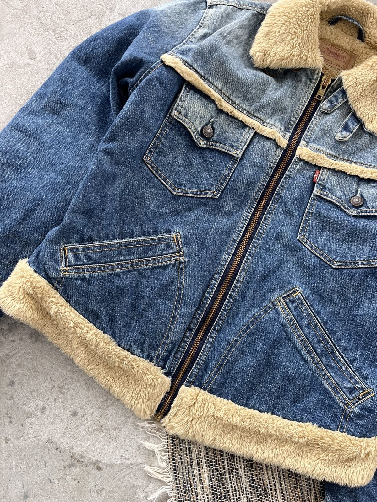 Levi's Vintage Levis Washed Denim Sherpa Bomber Jacket Avantgarde Size L / US 10 / IT 46 - 8 Thumbnail
