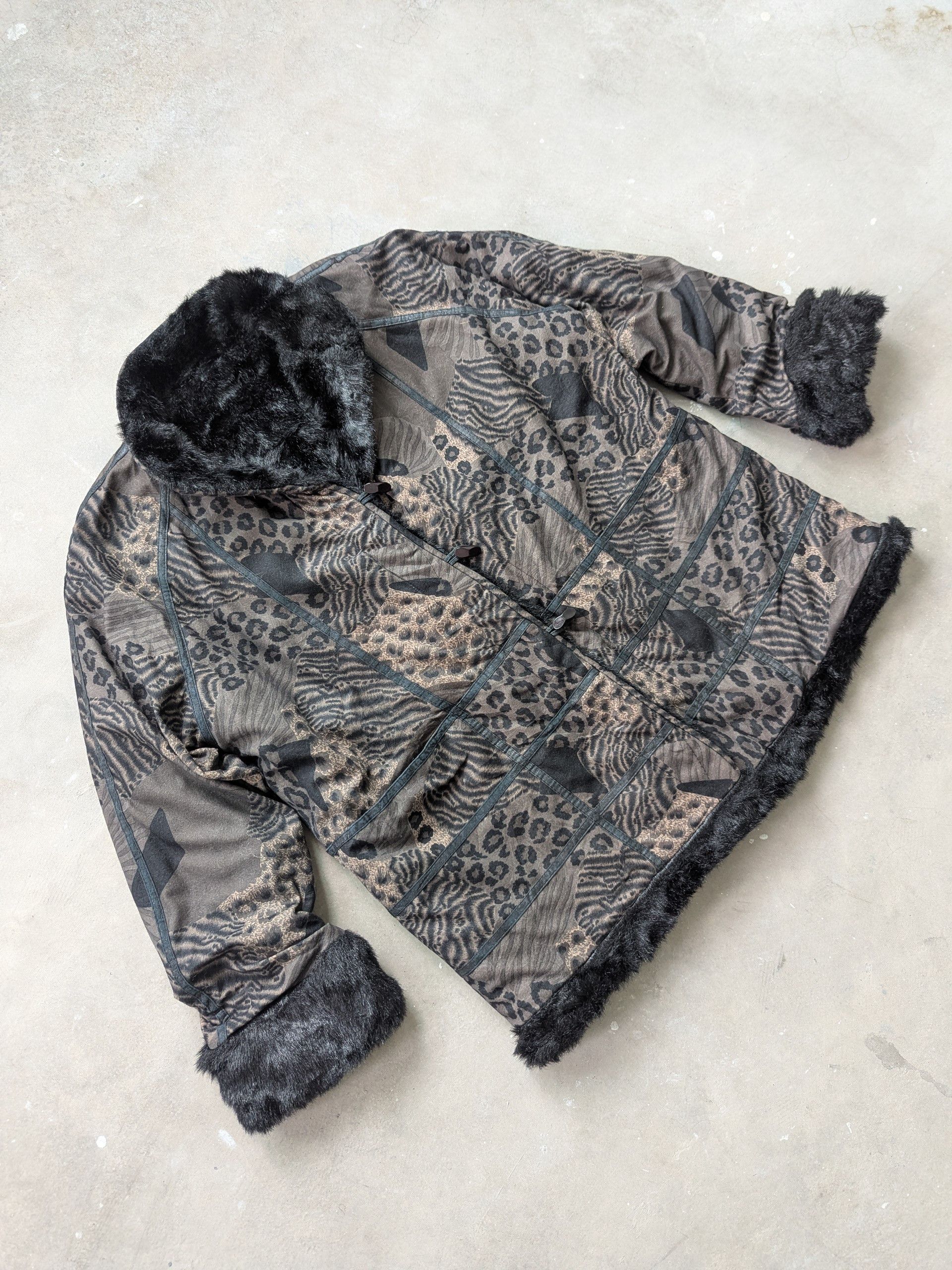 Japanese Brand × Le Grande Bleu (L.G.B.) × Vintage Vintage 90s Faux Fur Jacket Leopard Printed Size XL / US 12-14 / IT 48-50 - 3 Thumbnail