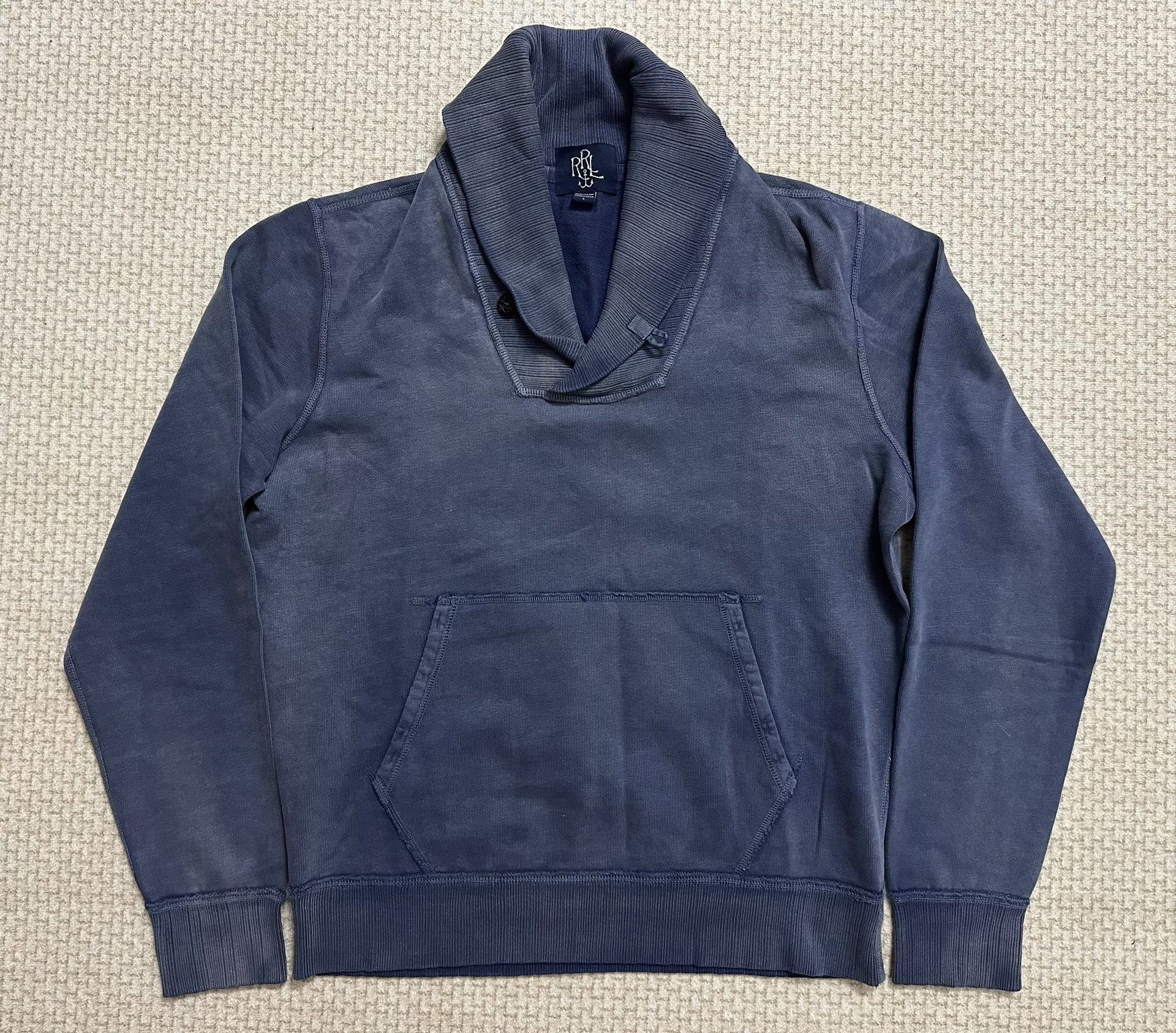 RRL Ralph Lauren RRL Vintage Sailor Indigo Shawl Collar Sweatshirt Size US L / EU 52-54 / 3 - 1 Thumbnail
