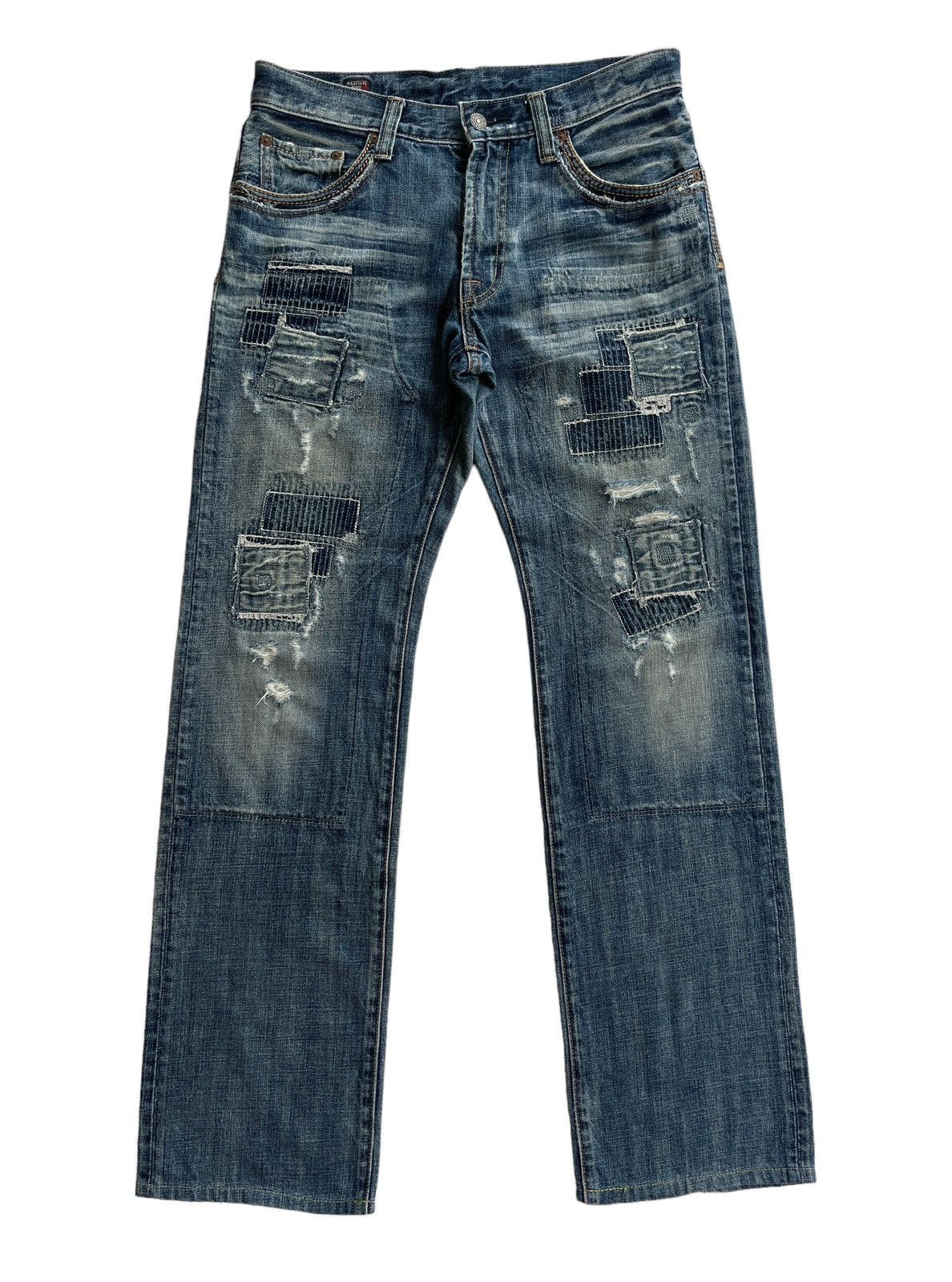 Japanese Brand Bartack Sashiko Boro Patchwork Denim Kapital Japan Size US 31 - 1 Thumbnail